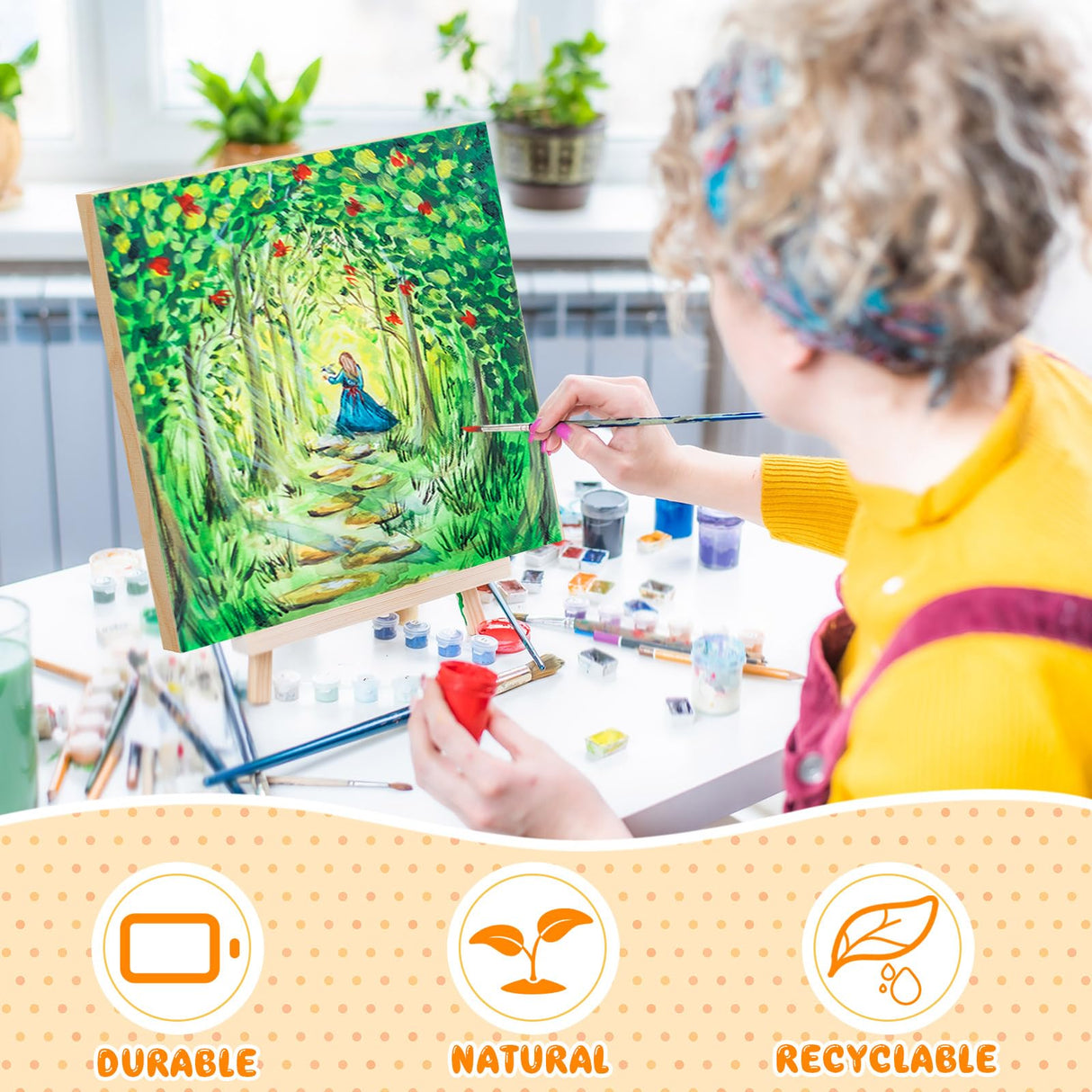 Barydat 24 Pcs Wood Panels for Painting 8'' x 8'' Unfinished Wood Canvas Board Artist Wall 0.79'' Deep Cradled Wood Canvas Panels for Painting Pouring Arts Craft Painting Barydat