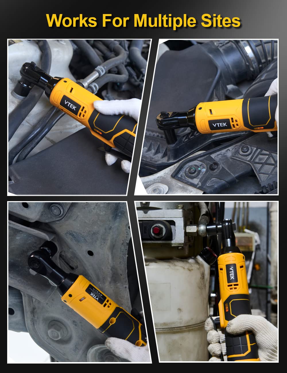 VTEK 3/8" Cordless Ratchet Wrench 16.8V Power Ratchet Wrench,40 Ft-lbs 400 RPM Electric Battery Ratchet Wrench VTEK