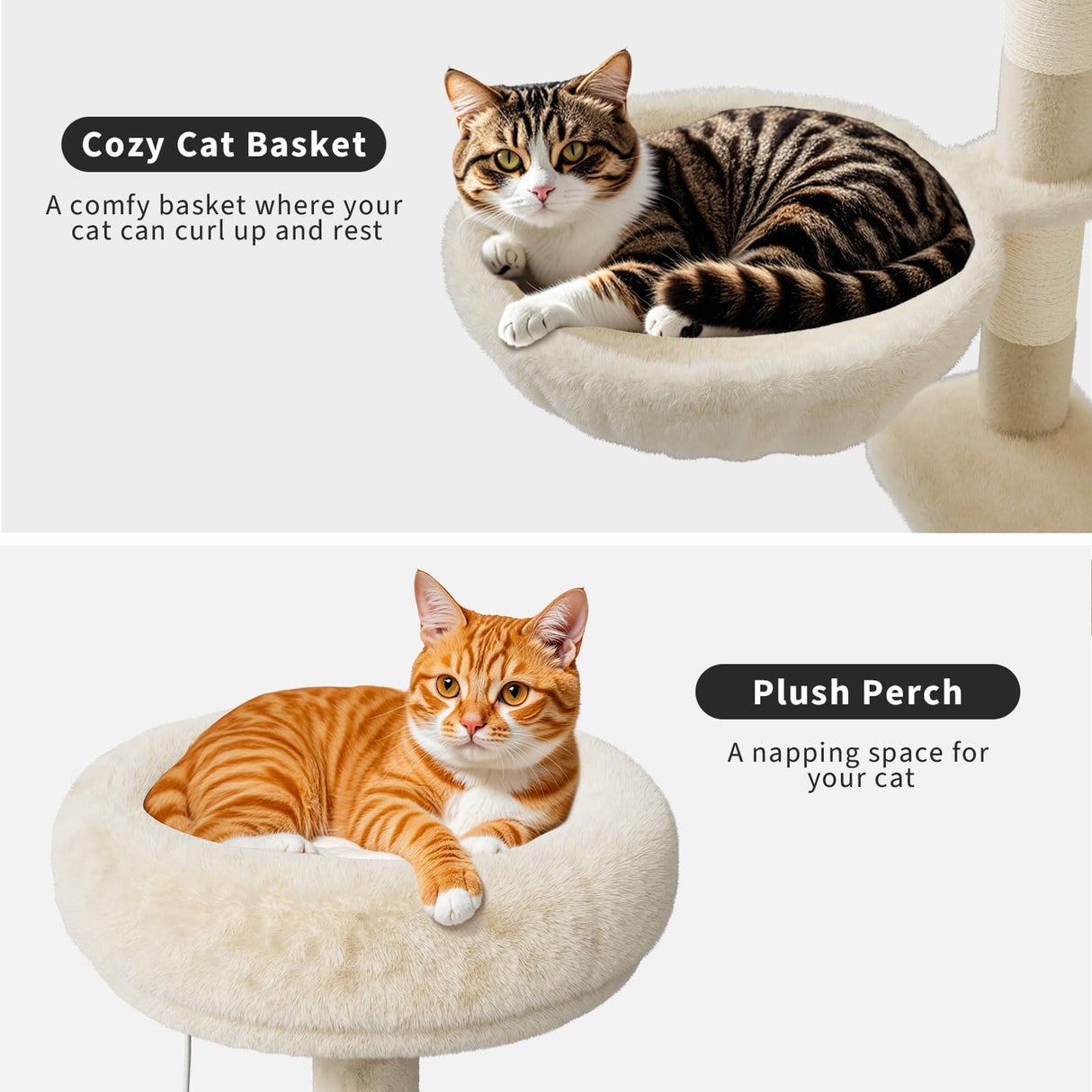 75.6-Inch Tall Cat Tree with Litter Box Enclosure 2-in-1 Modern Large Cat Tower for Indoor Cats with Double Condos/Scratching Posts/Hammock/Plush Perches, Cats Hidden Litter Box Furniture, White Sunvasagoo