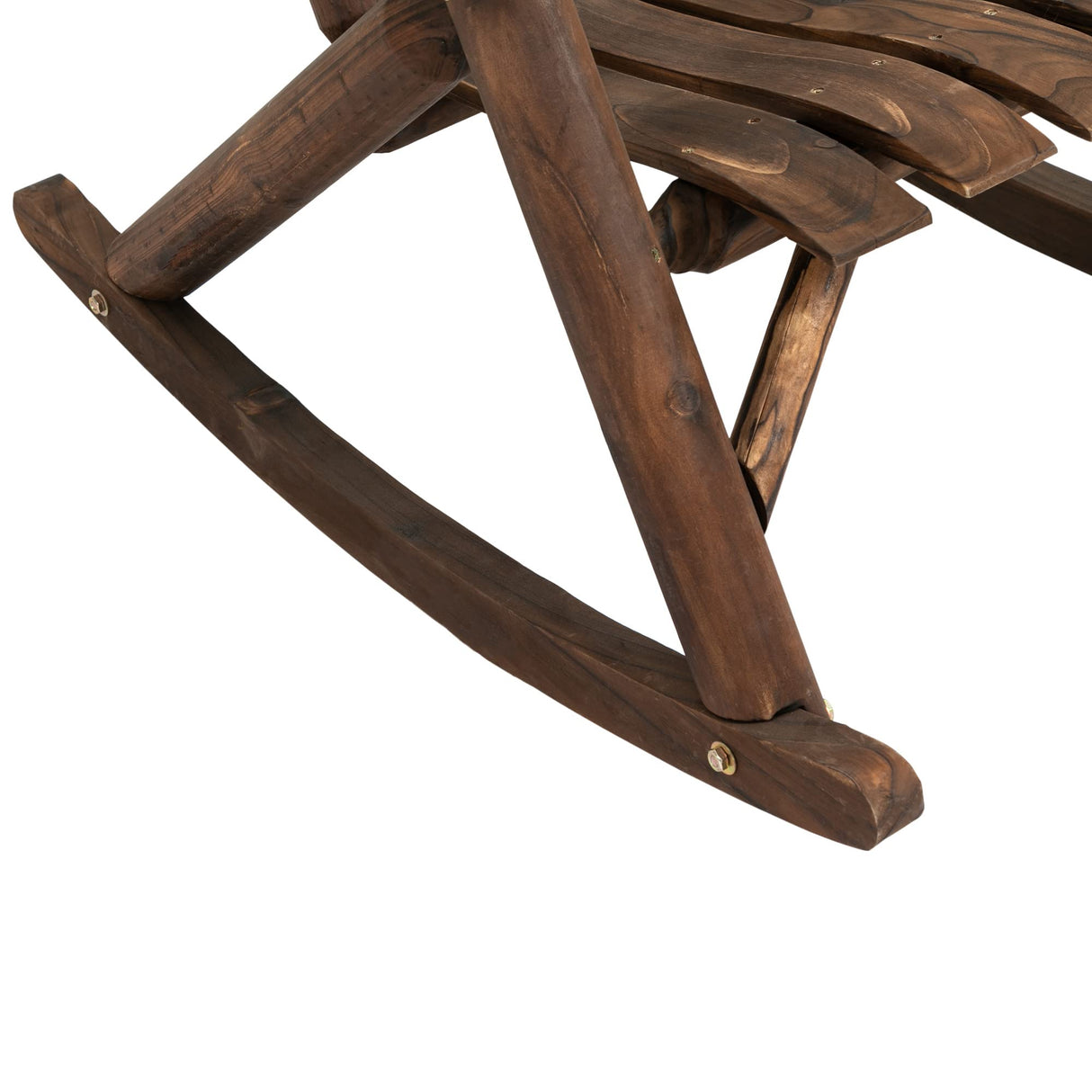 Outsunny Outdoor Wooden Rocking Chair, Single-Person Adirondack Rocking Patio Chair with Rustic High Back, Slatted Seat and Backrest for Indoor, Backyard, Garden, Carbonized Outsunny