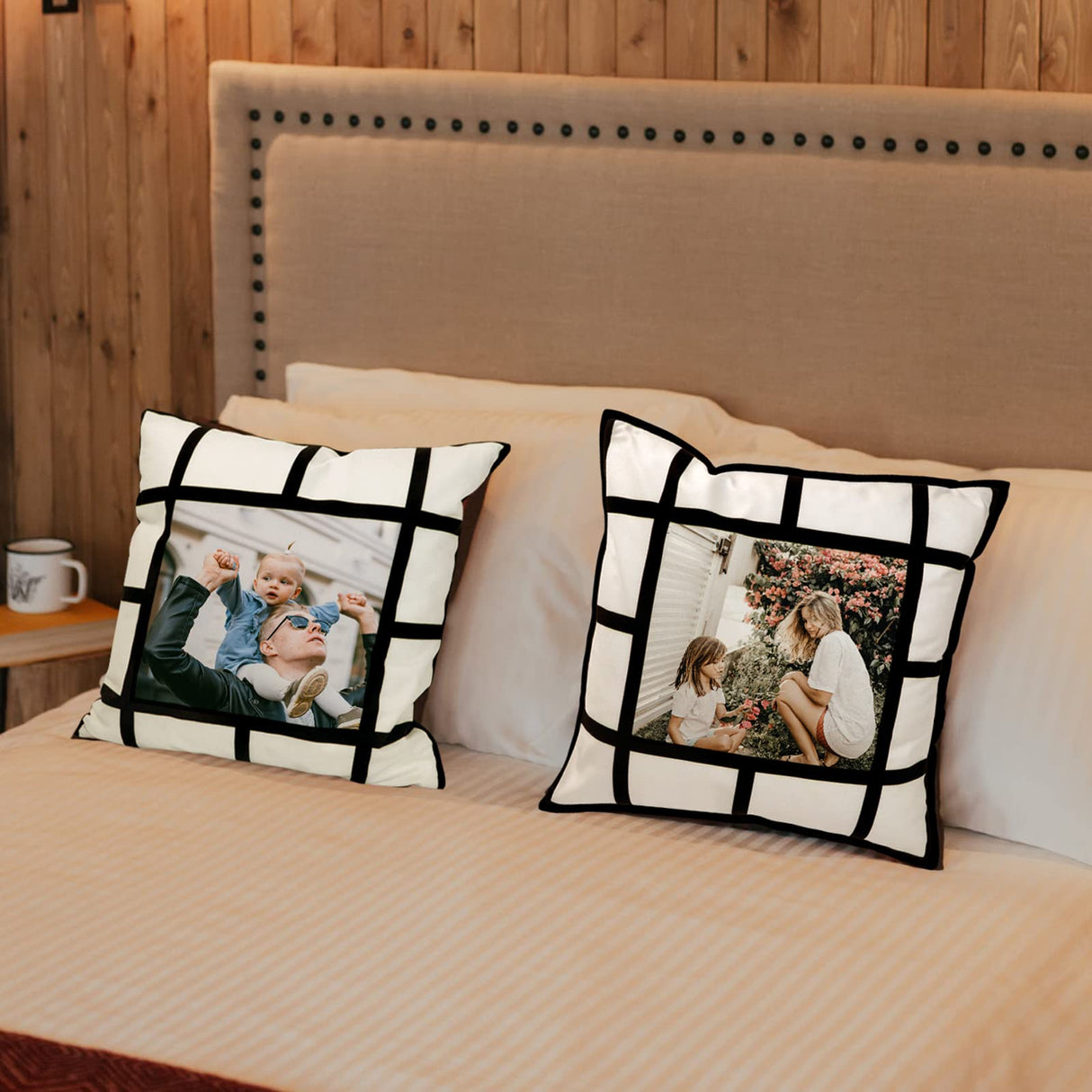 MAIKESUB 4 Pcs Sublimation Blank Lattice Pillow Cases Cushion Cover Throw Pillow Covers for Sublimation Printing15.7 x 15.7 Inch with Invisible Zippers DIY No Pillow Insert13 Panel MAIKESUB