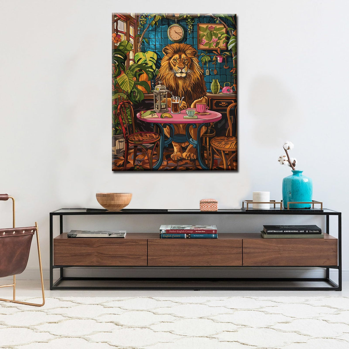 Wildlife Lion Paint by Numbers Kits Children,Jungle Green Leaves Paint by Numbers Boho Bohemia Painting Kits on Canvas for Home Wall Decor Without Framed 16''W x 20''H Aihonmin