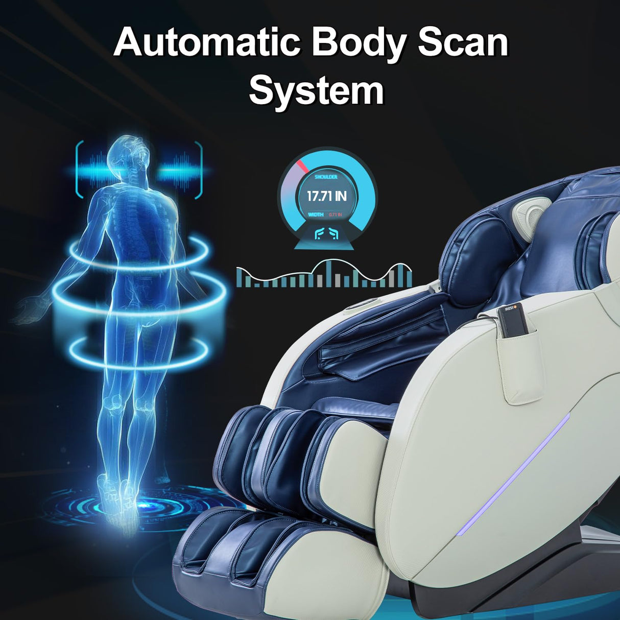 MYTHIA A303 Massage Chair iRest System, Full Body with Heat, Zero Gravity, 53.15" SL Track Shiatsu Recliner with Auto Body Scan, Bluetooth Speakers, Footrest Calfrest Extension (Black) MYTHIA