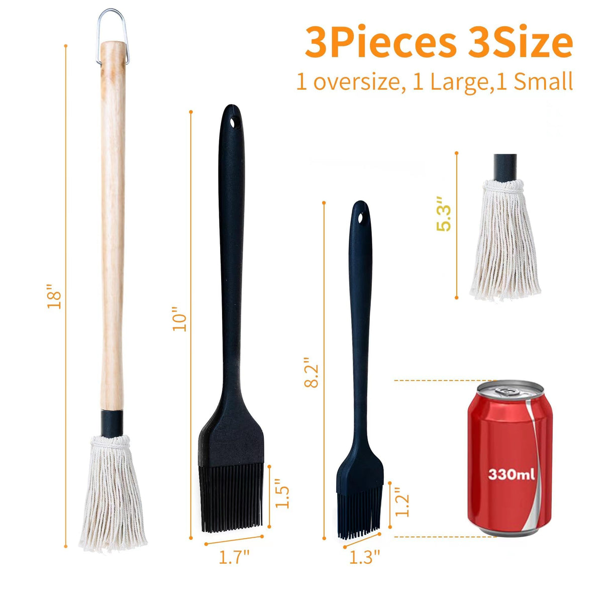 Basting Pastry Brush and BBQ Mop Cooking - ZQDFLME Sauce Brush Set with Heat Resistant Silicone Brushes for Grilling, Kitchen Cooking,Smoking Steak (4 pcs) ZQDFLME