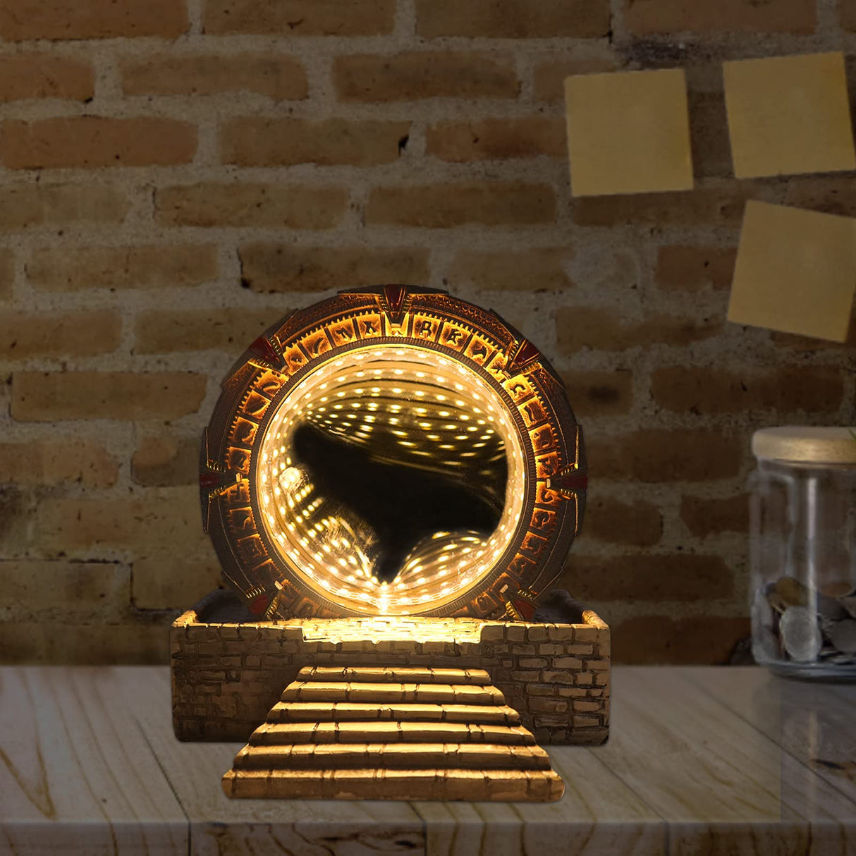 Starlight-gate Ring Mirror Time Tunnel Infinity Mirror Modelling 3D Night Light LED Table Lamp Collectable Gift Gaming Sculpture Home Decor (Led Light) brableewear