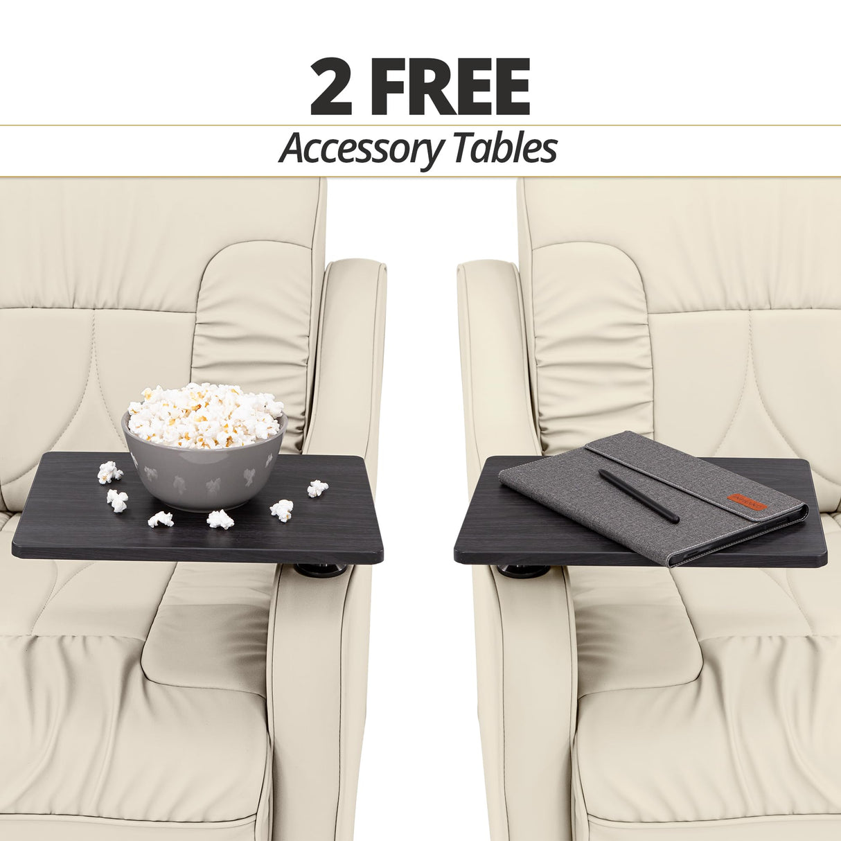 Qualitex De Leon RV Loveseat w/Storage Console, Ultimate Leather, Heat and Massage, Power Recline, Bisque Qualitex