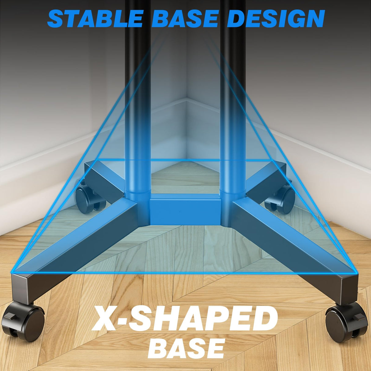 Rfiver Rolling TV Stand for 32-70 Inch TVs, Mobile TV Stand with Upgraded Wheels up to 88lbs, Height Adjustable Mobile TV Cart on Wheel, Portable TV Stand for Bedroom, Living Room, Home, Office Rfiver