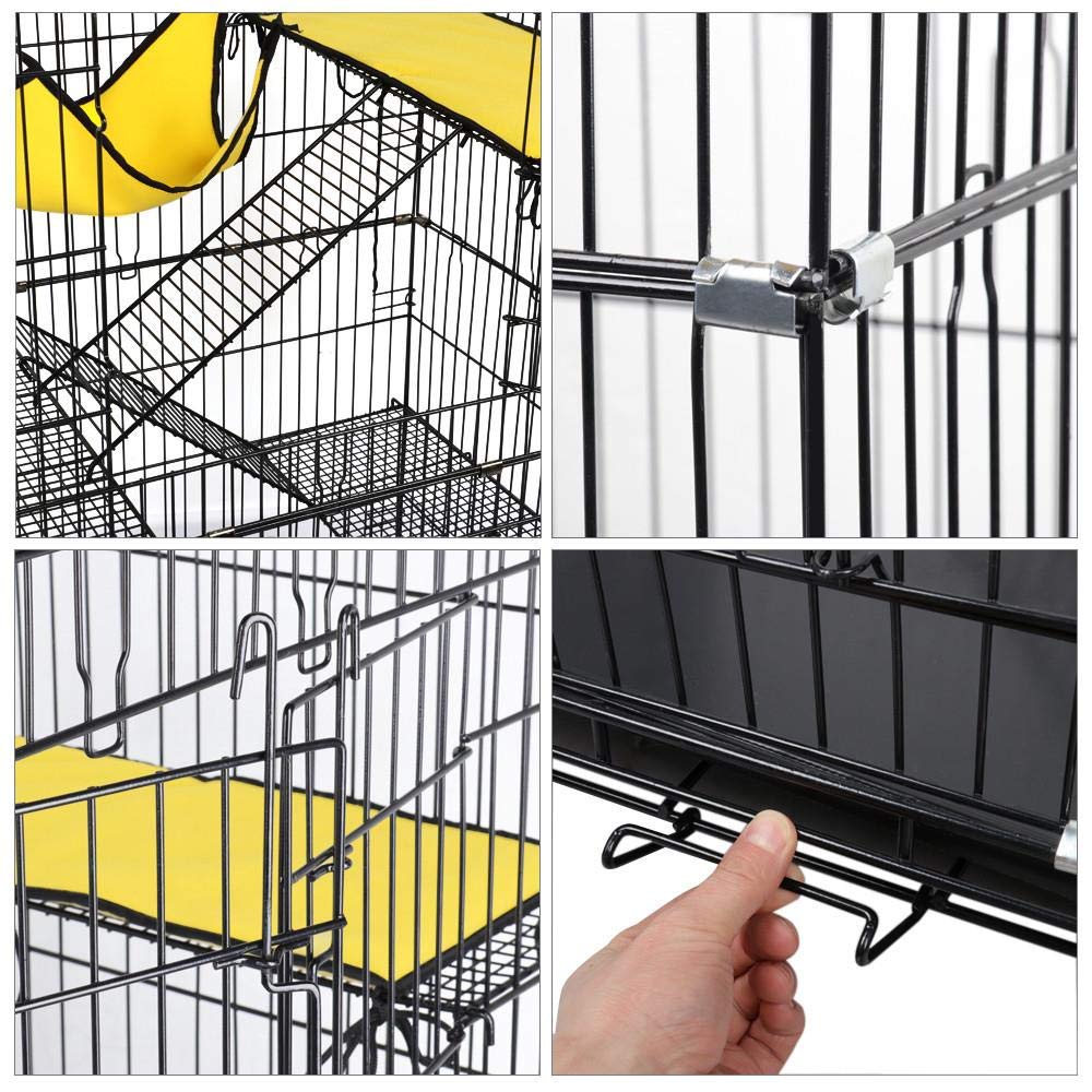 Yaheetech 49'' Collapsible Cat Cage 4-Tier Metal Cat Kennel Ferret Enclosure Chinchilla Cage with Rotating Casters/Ramp/Ladders/Hammock for Indoor Kitten Yaheetech