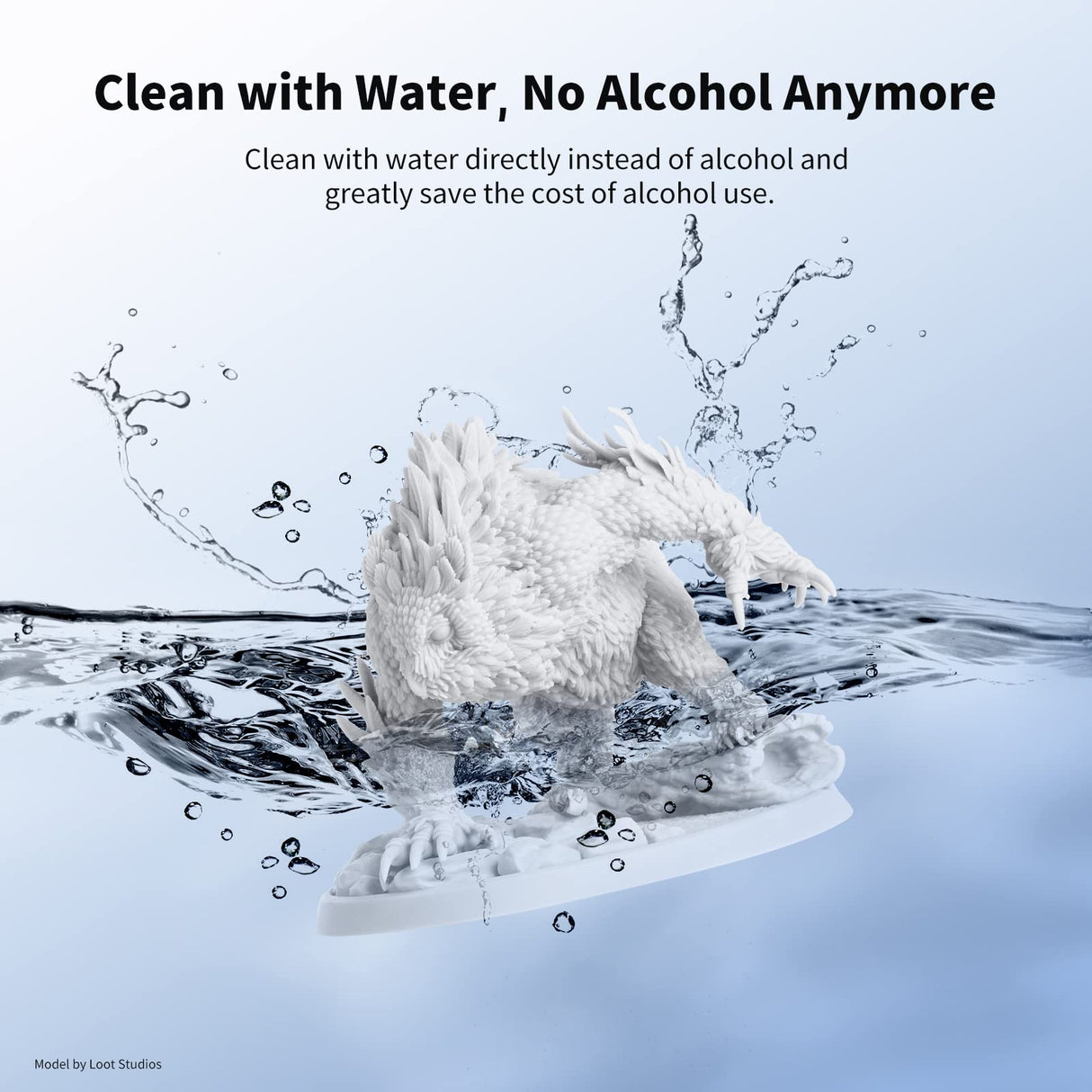 ANYCUBIC Water Washable 3D Printer Resin, 405nm High Precision UV-Curing 3D Resin, Low Shrinkage Standard Photopolymer Resin for 8K Capable LCD DLP Resin 3D Printer Printing (White, 500g) ANYCUBIC