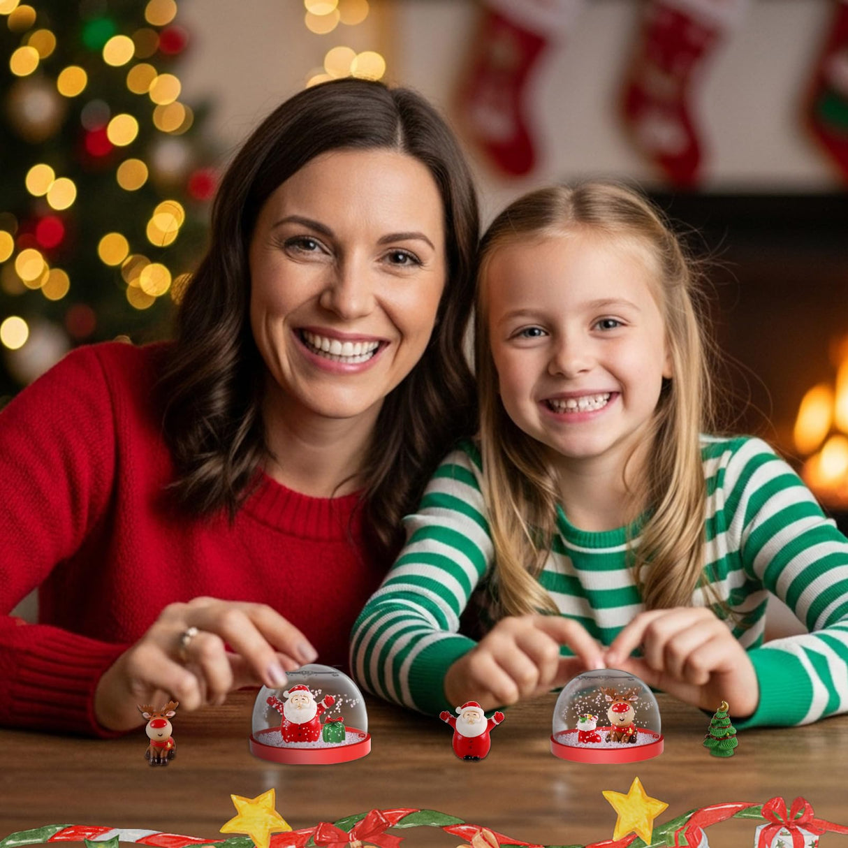 Karsspor 6 PCS Christmas Snow Globe Kit, DIY Christmas Craft Kit with 12 Festive Toys for Creative Christmas Arts and Crafts, Craft Snow Globe for Holiday Decor, Plastic Snow Water Globe Kit for Kids Karsspor