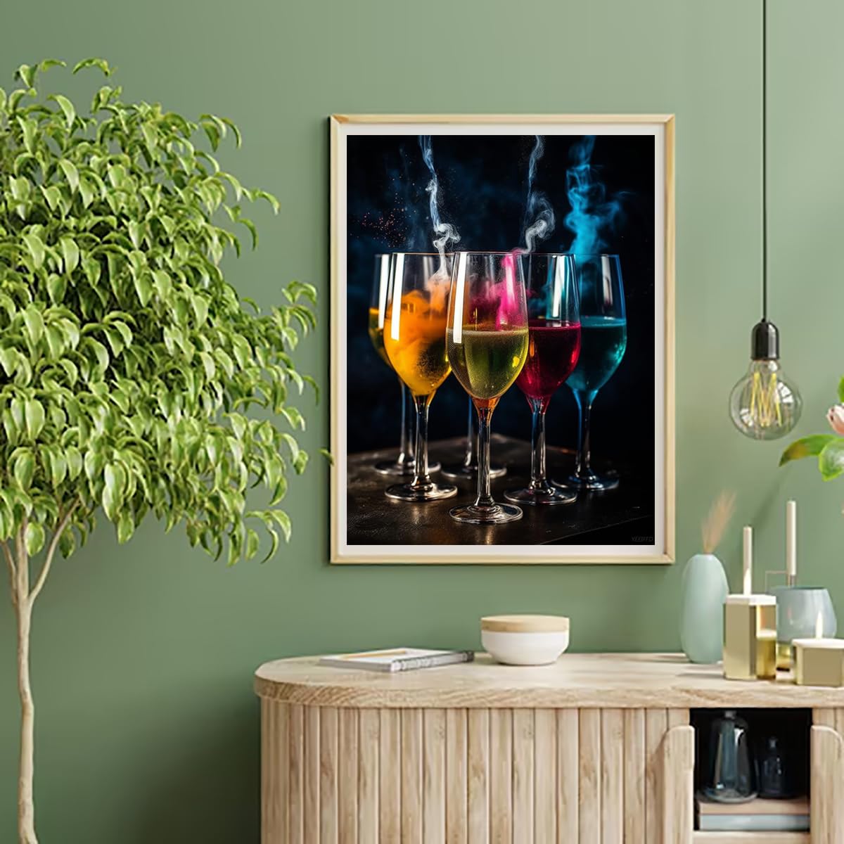 YEEIFFD DIY 5D Diamond Art Kits Painting for Adults Colorful Sparkling Wine Wine Drinks Colorful Smoke 12x16inches YEEIFFD