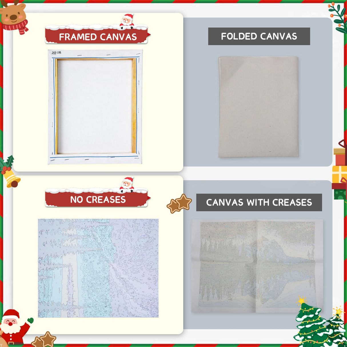 Ninonly Christmas Paint by Numbers Kit, 4 Pack Framed Adults' Paint-by-Number Kits Crafts for Adults Beginner with Wooden Easel, Brushes, Acrylic Painting, 9 * 12 Inch Ninonly