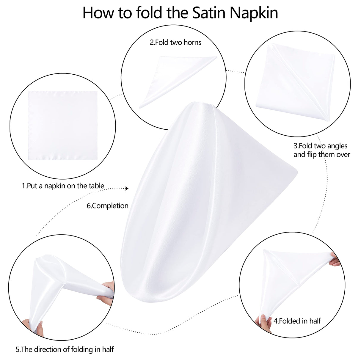 Counfeisly 12 Pack Square Satin Dinner Napkins, 20x20 Inches Silky Soft Smooth Table Cloth Napkins for Restaurant Weddings Banquet Party Decoration, White WoodArtSupply