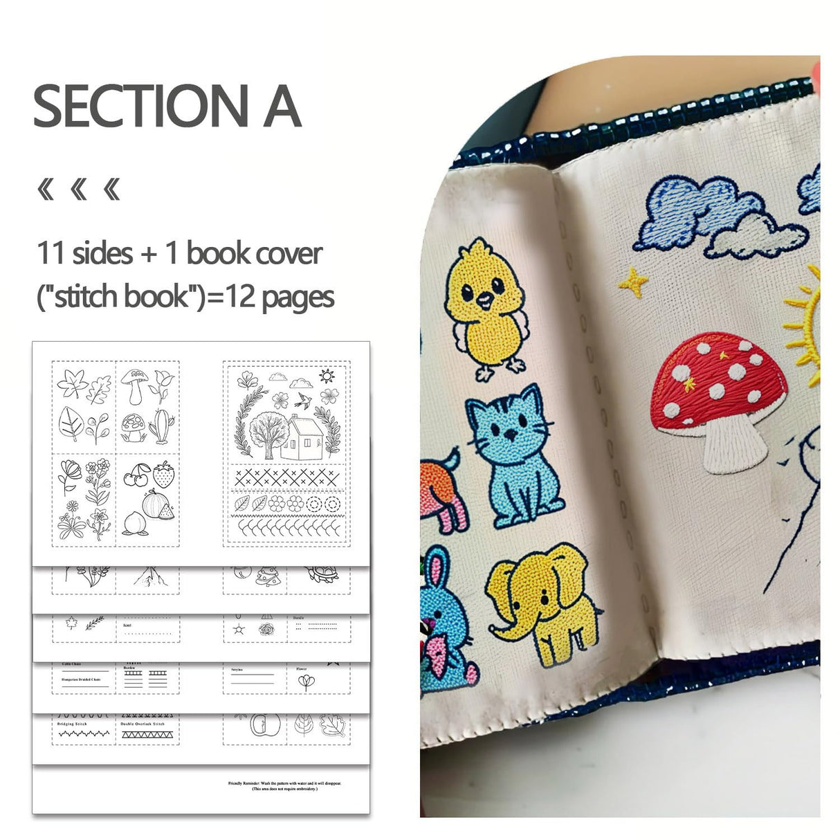 Zhenqing StitchCraft Complete Embroidery Book Kit – 200+ Patterns, 24 Threads, Hoop, Fabric & Tools – Beginner to Advanced DIY Stitching Set with English Guide Zhenqing