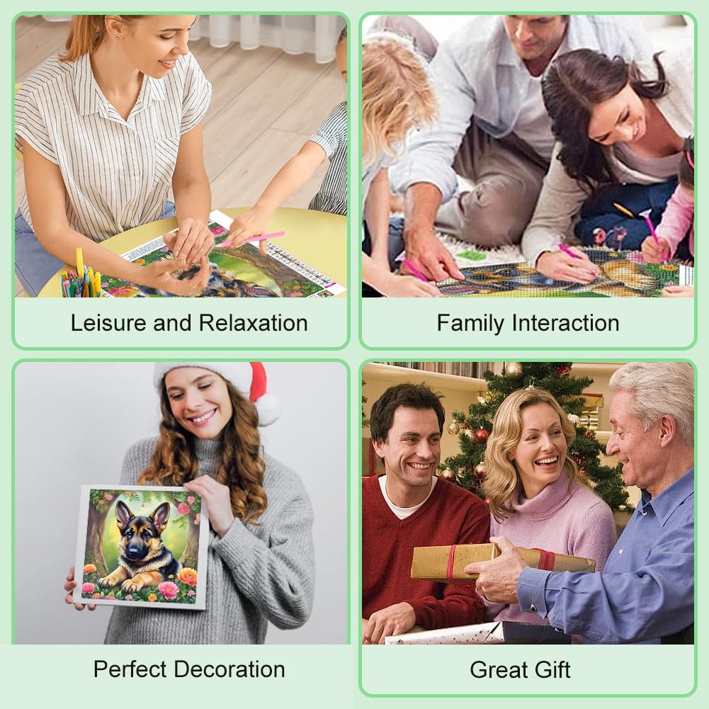 WSLWXSHM Diamond Painting Kits for Adults Dog, Animal Round Full Drill Diamond Art Kits, 5D DIY Paint with Diamonds Crafts for Home Wall Decoration Gifts 12×12Inch WSLWXSHM