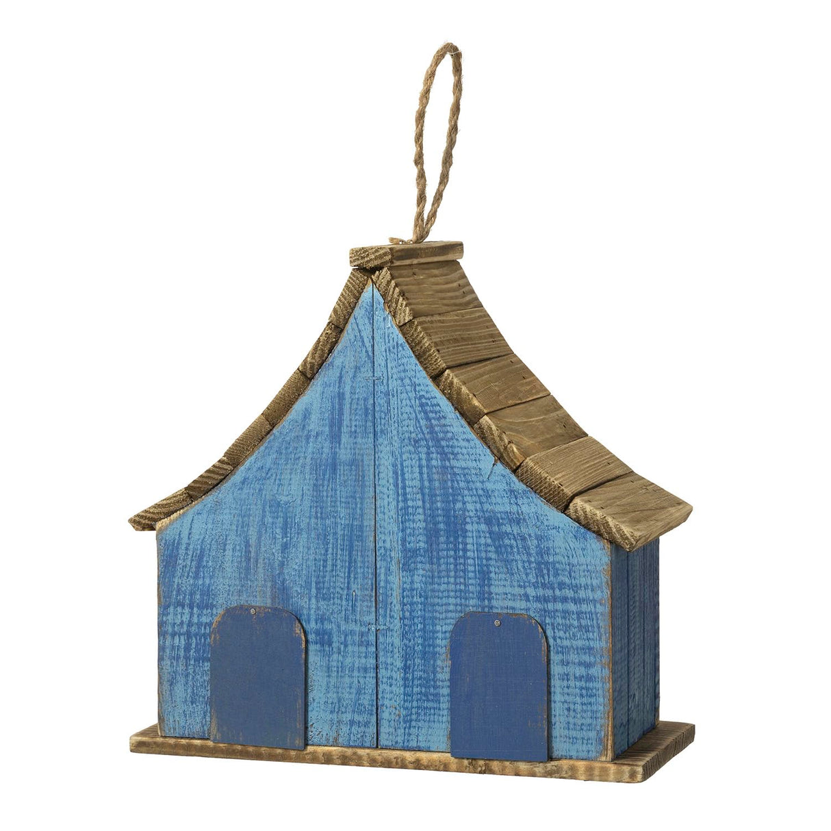 Glitzhome 10.75" L Distressed Solid Wood Hanging Birdhouse with 3D Flowers Rustic Hand-Painted Garden Bird Houses for Outdoors Decorative Glitzhome