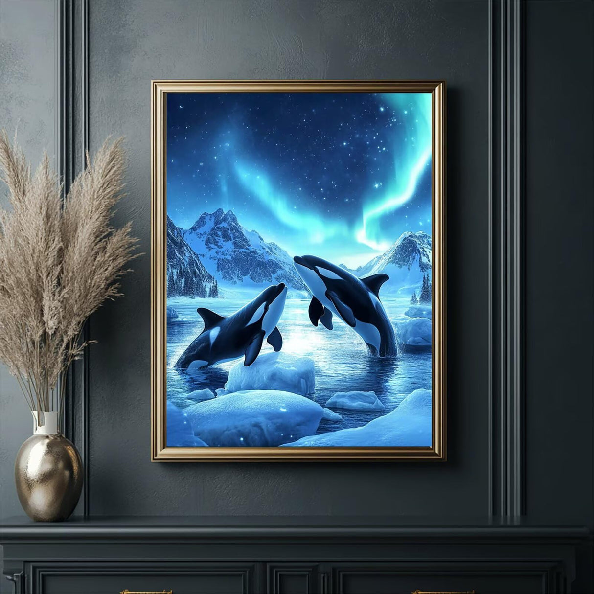 Killer Whale Paint by Numbers Kit for Adults Beginner, Aurora Paint by Numbers kit with Brushes and Acrylic, DIY Arts and Crafts for Adults Women for Home Decor, Gifts 16x22 in (No frame) X-585 XXDBBDUS