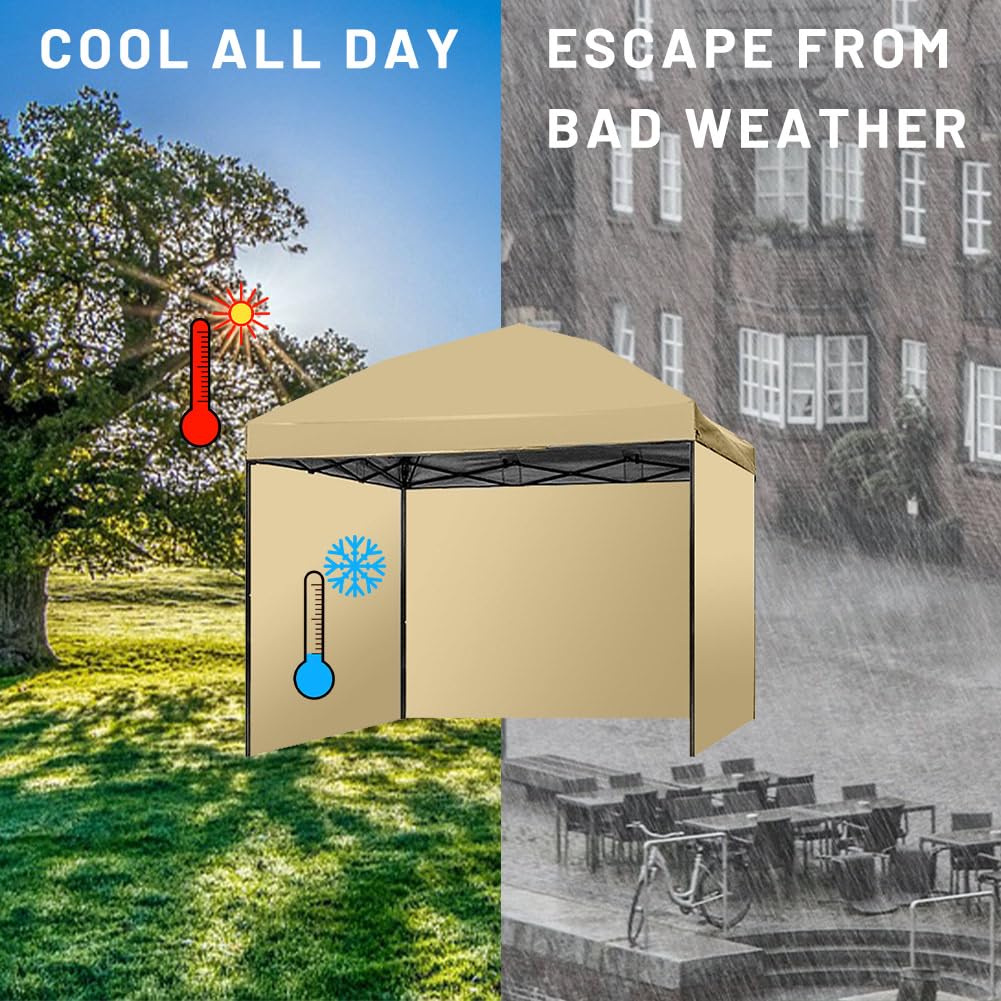 MQoutdoor Pop up 10x10 Canopy Tent SideWall UPF50+ Waterproof, Grey, 10x10ft MQoutdoor