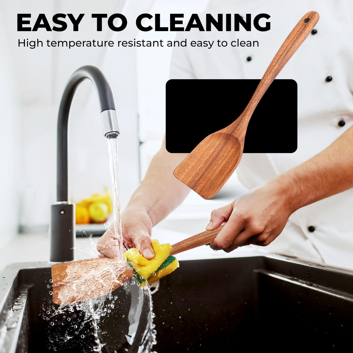 Teak Wooden Spoons for Cooking, Natural Solid Wooden Kitchen Cooking Utensils, Essential Wooden Kitchen Tools(9Pcs) YTYOTO