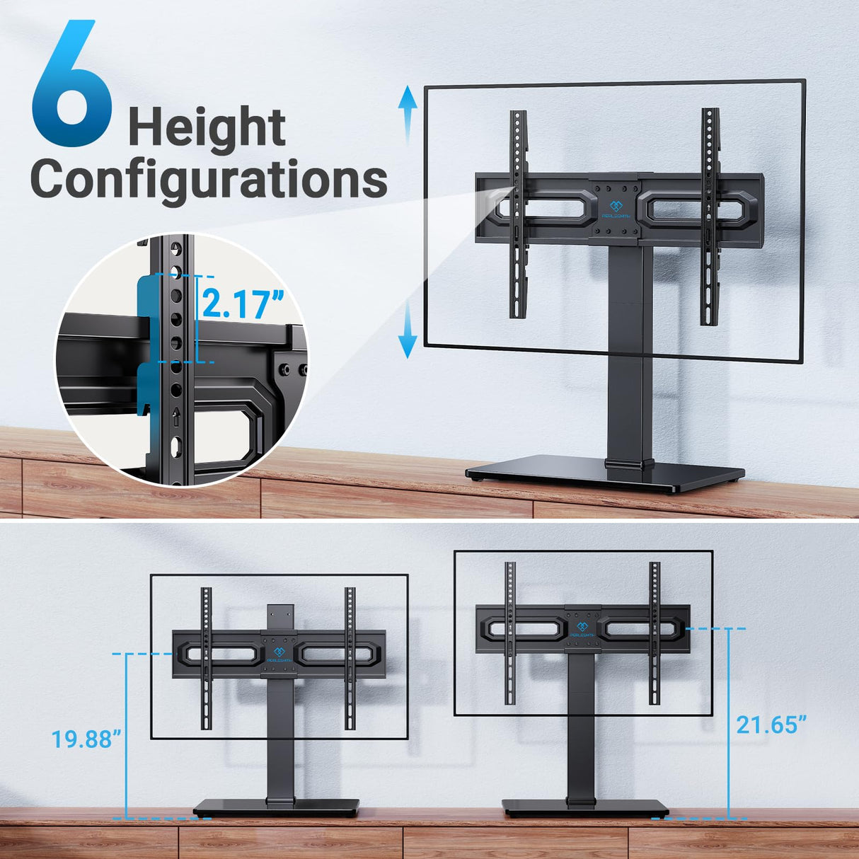 PERLESMITH Universal Swivel TV Stand Mount for 37-82 Inch LCD OLED Flat/Curved Screen TVs-Height Adjustable Table Top TV Stand/Base with Wire Management,VESA 600x400mm up to 99lbs,PSTVS18 PERLESMITH