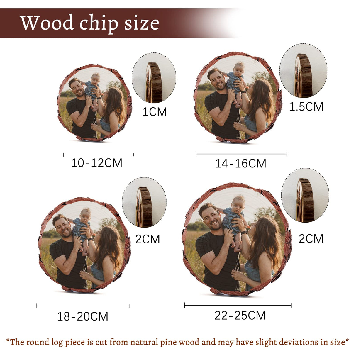 EAQ Custom Photo Printing on Wood Slice Personalized Picture Frame Album, Customized Picture Wood Frames with Bracket Wooden Craft Ornaments Gifts EAQ