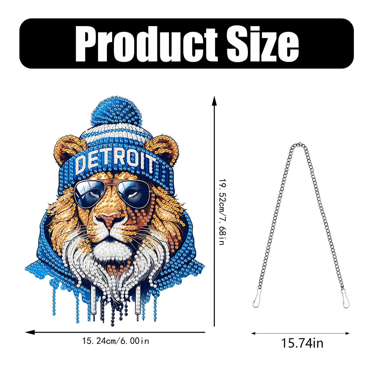 DIY Diamond Art Hanging Kit for Adult,Acrylic Diamond Art Painting Window Pendants Home Garden Wall Hanging Kits Hanging Ornament,Football Style (Detroit Blue) Weadatty