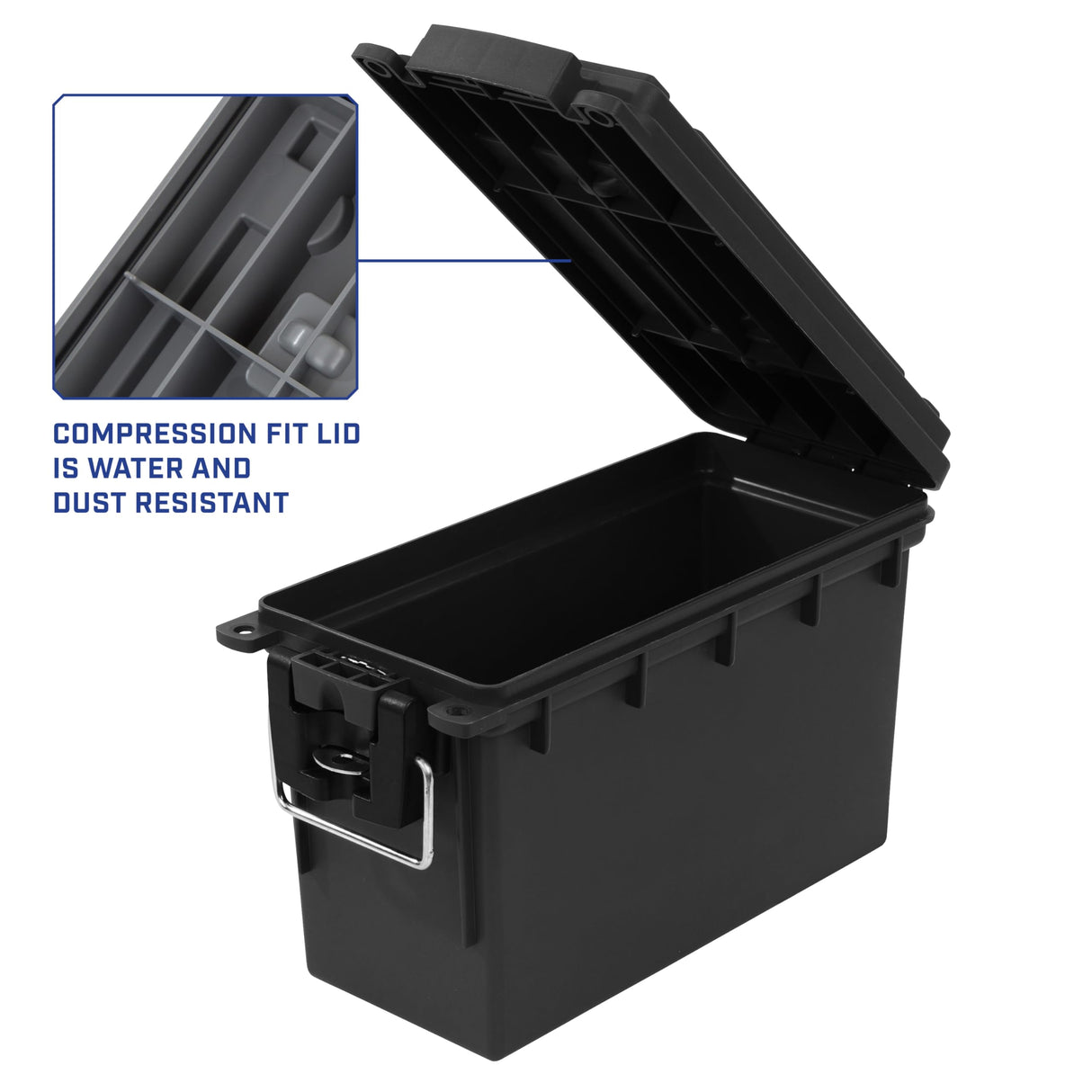 Sheffield 12629 Ammo Storage Box, Stackable .30 Cal Field Boxes, Water and Dust Resistant, Lockable Storage Box with Handle, Secures Hunting Gear, Supplies, and Bullets, Made in USA, Black, 1-Pack Sheffield