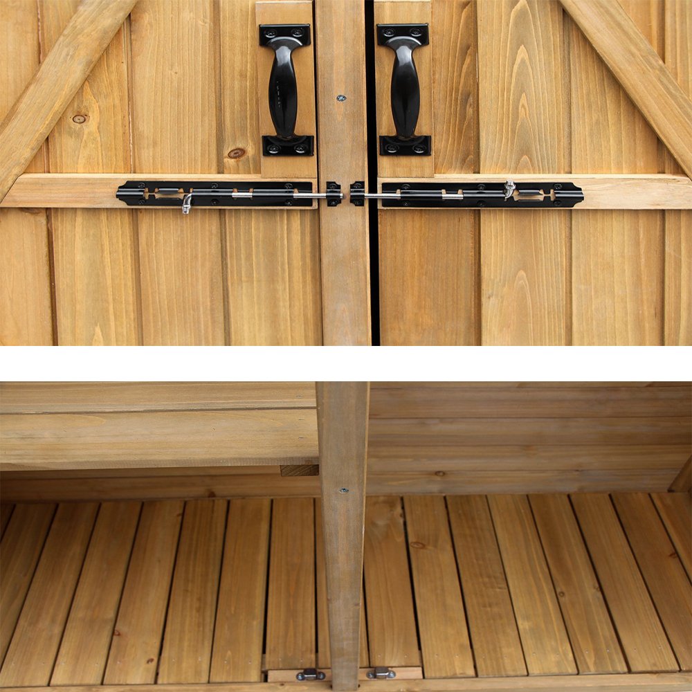 VINGLI Outdoor Wood Storage Shed with Lockable Design, Extra Large Capacity Outside Cabinet Tool Shed with Shelves, Garden Sheds & Outdoor Storage Made with Waterproof roof for Garden, Yard, Lawn VINGLI