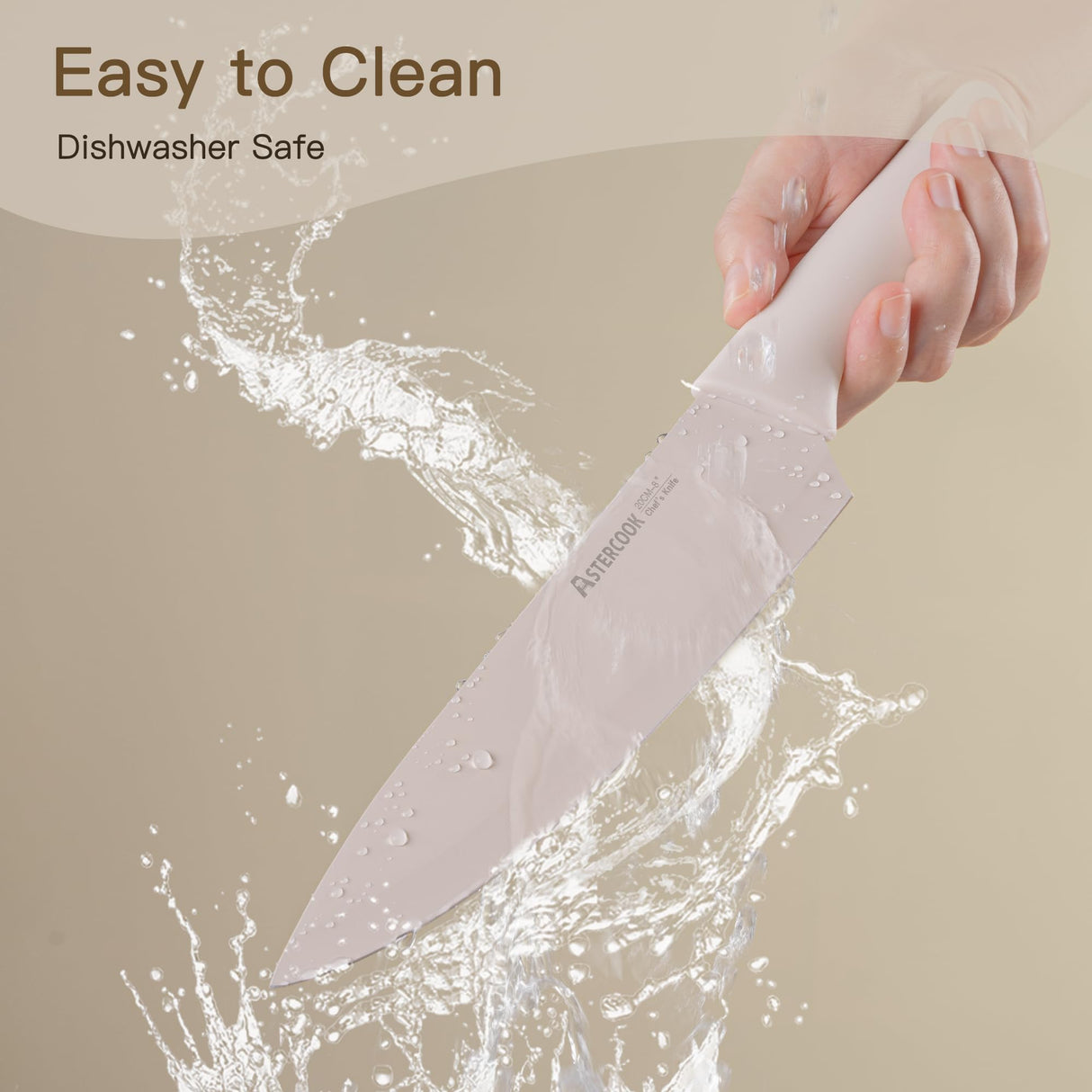 Astercook Knife Set, 13 Pieces Kitchen Knives Set with Healthy Anti-Rust Coating, Dishwasher Safe, Stainless Steel Chef Knife Sets with 6 Blade Guards, Perfect Holiday Gifts for Kitchen Astercook