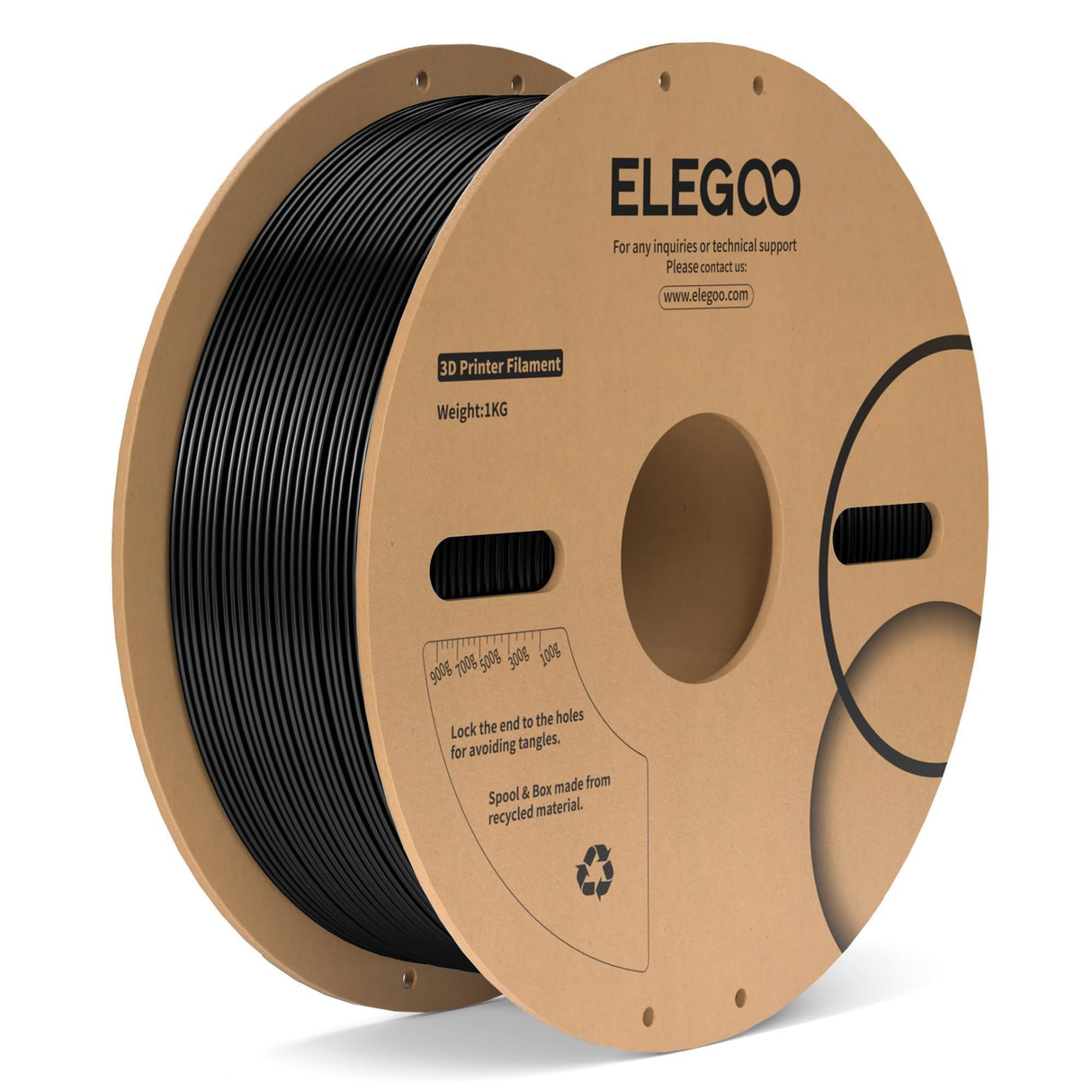 ELEGOO PC Filament 1.75mm Black 1KG, Tough and Durable Professional 3D Printer Filament Dimensional Accuracy +/- 0.05mm 1KG Spool Heat Resistant 3D Printing Polycarbonate Material ELEGOO
