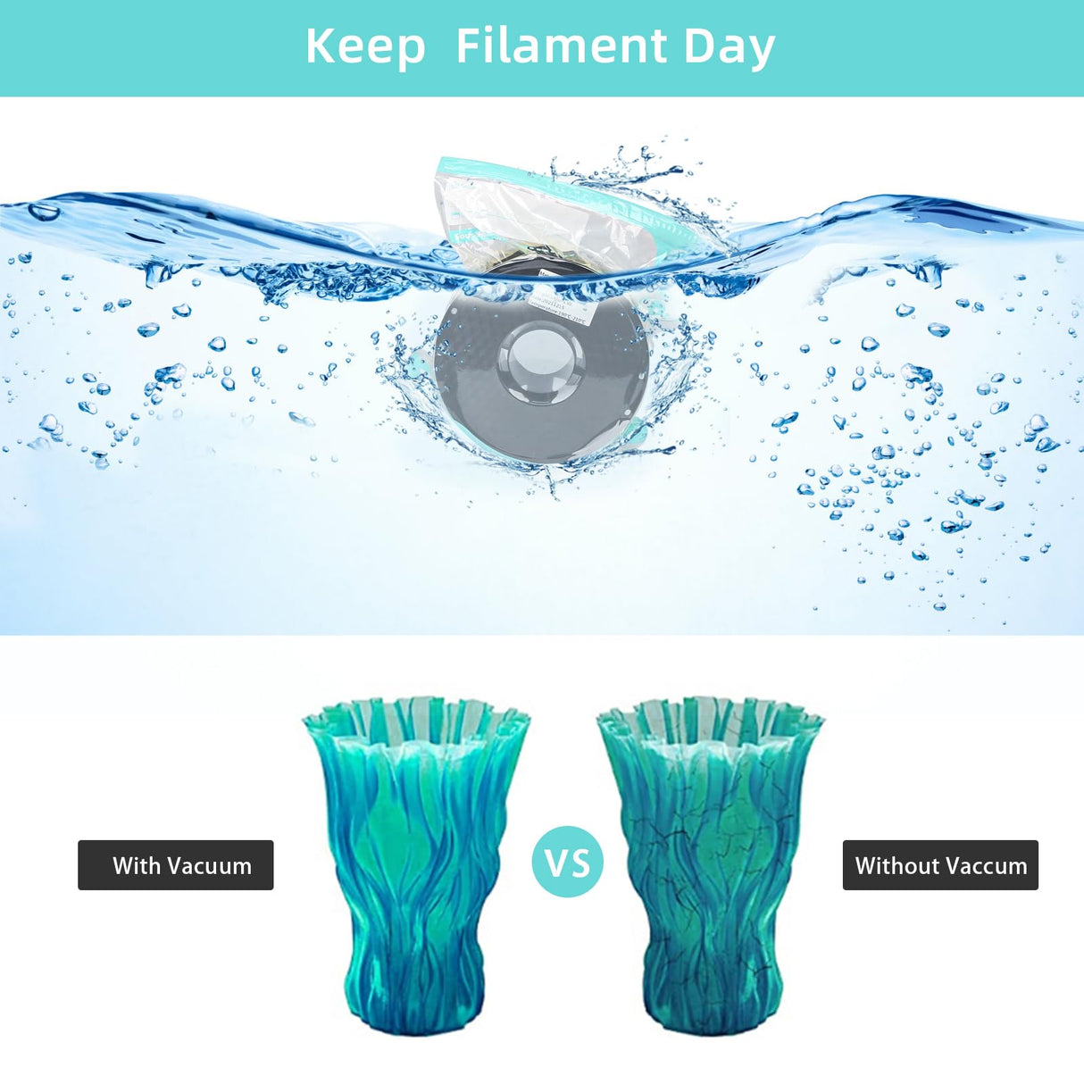 Domsanistor 3D Printer Filament Storage Bags Vacuum Kit,10Pcs Thicken Filament Vacuum Bags with 1*Automatic Pump/4*Clips, 11.8x13.4in Filament Bags for Keeping 1kg Spool Filament Dry Domsanistor