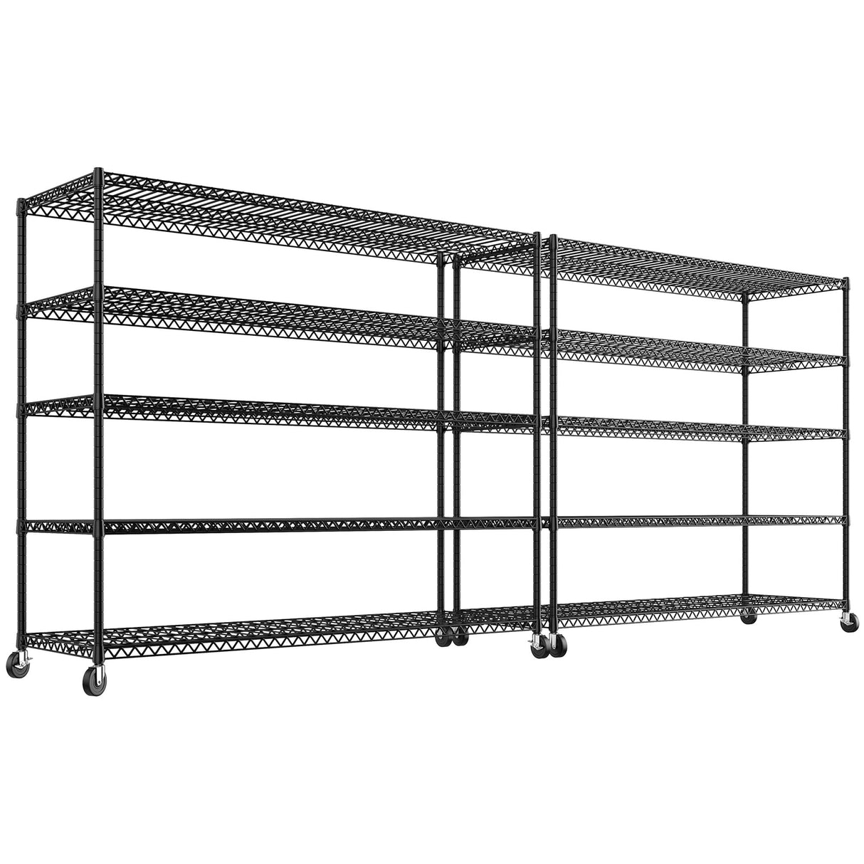 REIBII Storage Shelves 3200 LBS Capacity Wire Shelving with Wheels Heavy Duty Metal Shelf for Warehouses, Garage,Kitchens, School,Commercial Shelf, 73" H X 60" W X 18" D, 2 Pack REIBII