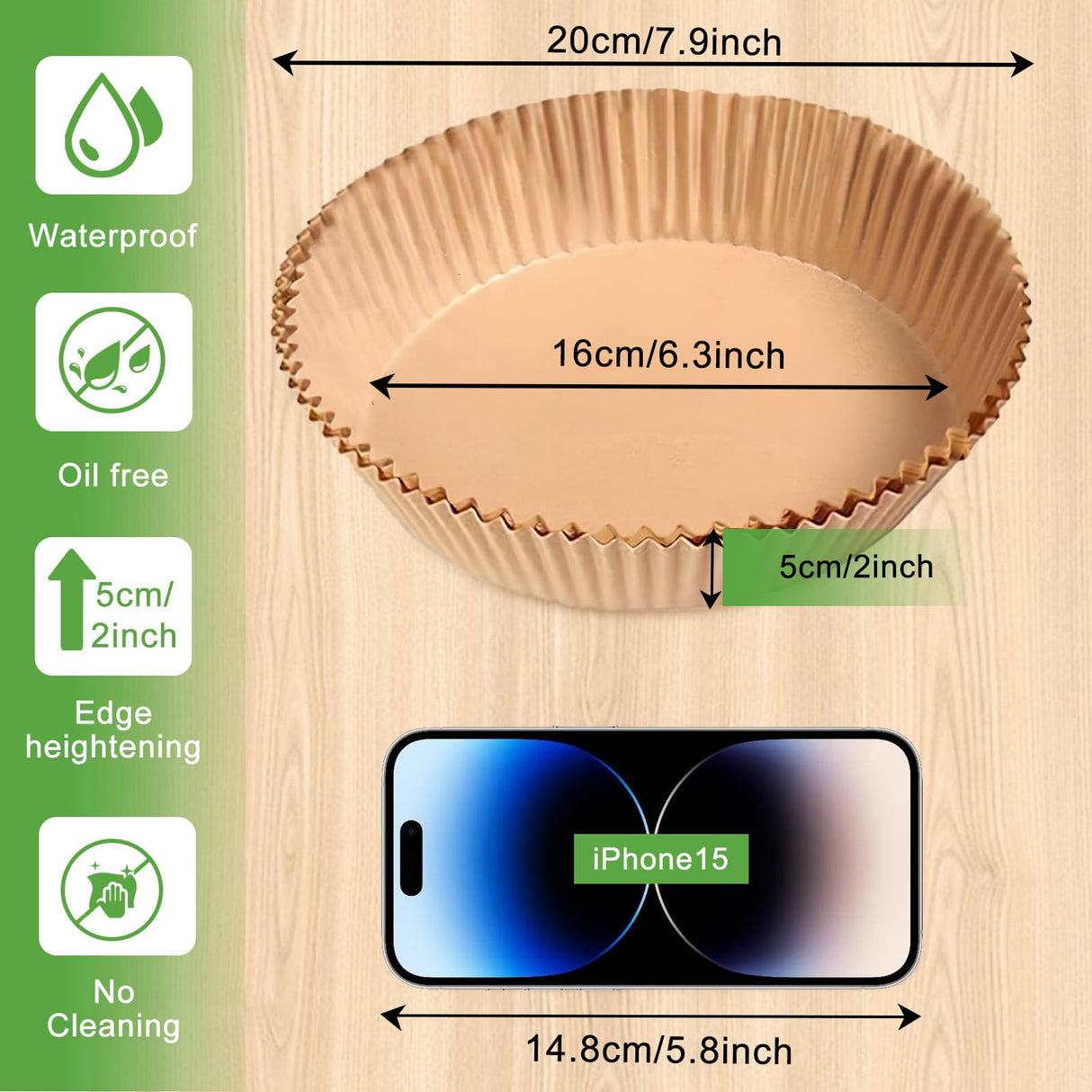 200pcs Air Fryer Disposable Paper Liner, Non-Stick Disposable Air Fryer Parchment Paper Liners, Baking Paper for Air Fryer Oil-Proof, Water-Proof, Food Grade Parchment(6.3" in Bottom, 7.9" on top) Adhjito