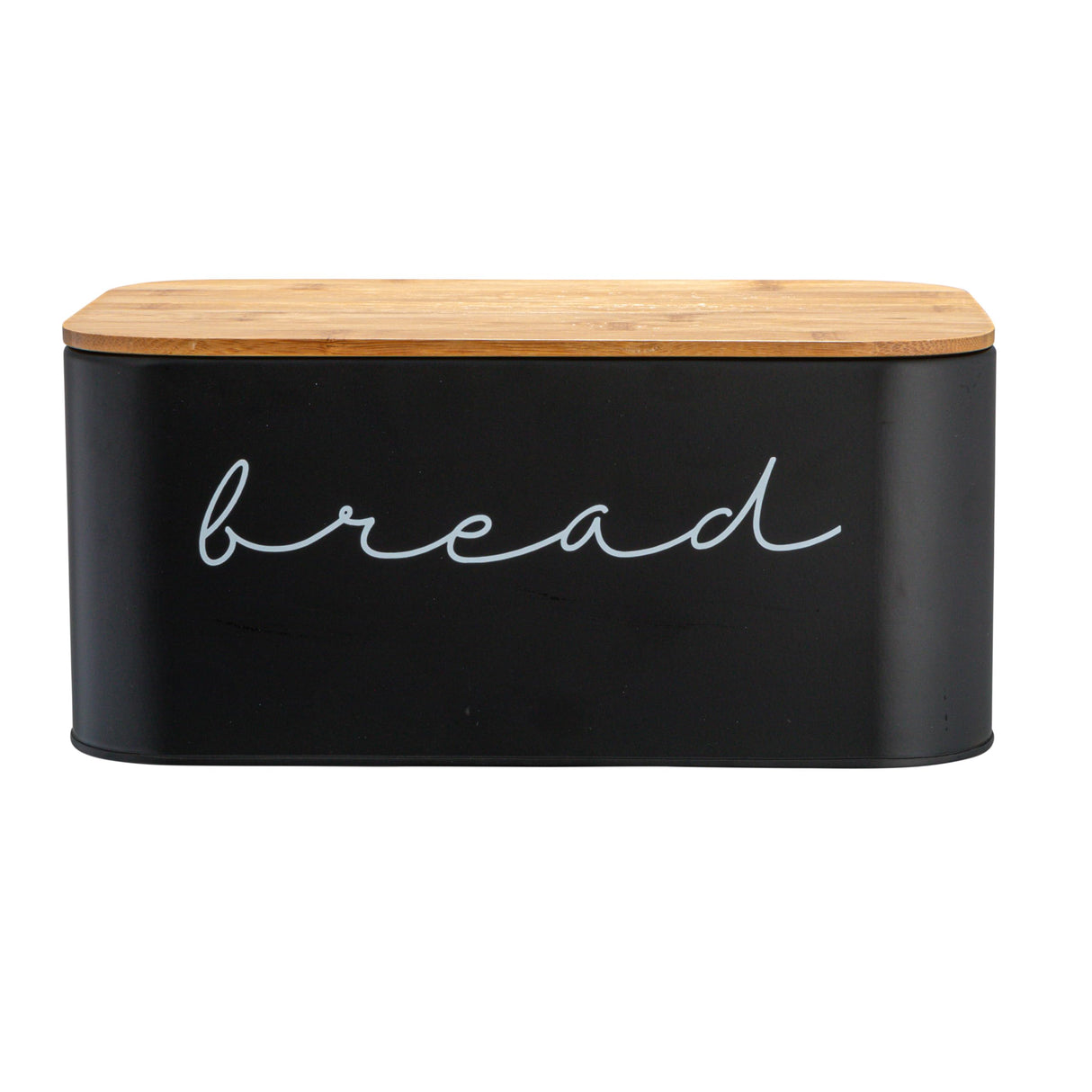 Bloomingville Metal Bin with Bamboo Lid, Black Bread Box, 11.75" L x 5.25" W x 7" H Bloomingville