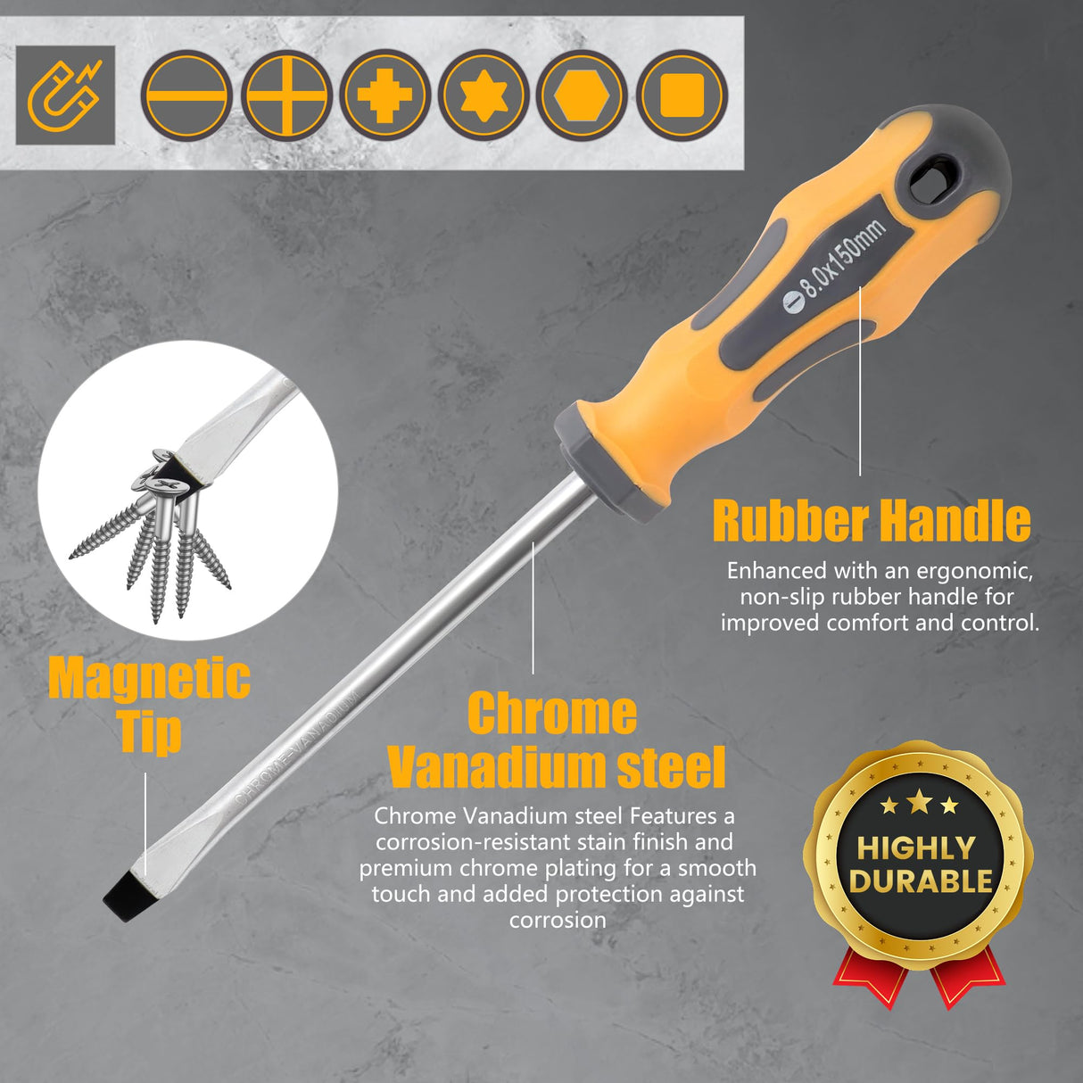 MulWark Magnetic Screwdriver Set 59 Piece Chrome Vanadium Steel, Ergonomic Design Rubber Handle Screwdriver Set with Case Slotted, Phillips, Hex, Pozidriv, Torx and Precision, Magnetizer Demagnetizer MULWARK