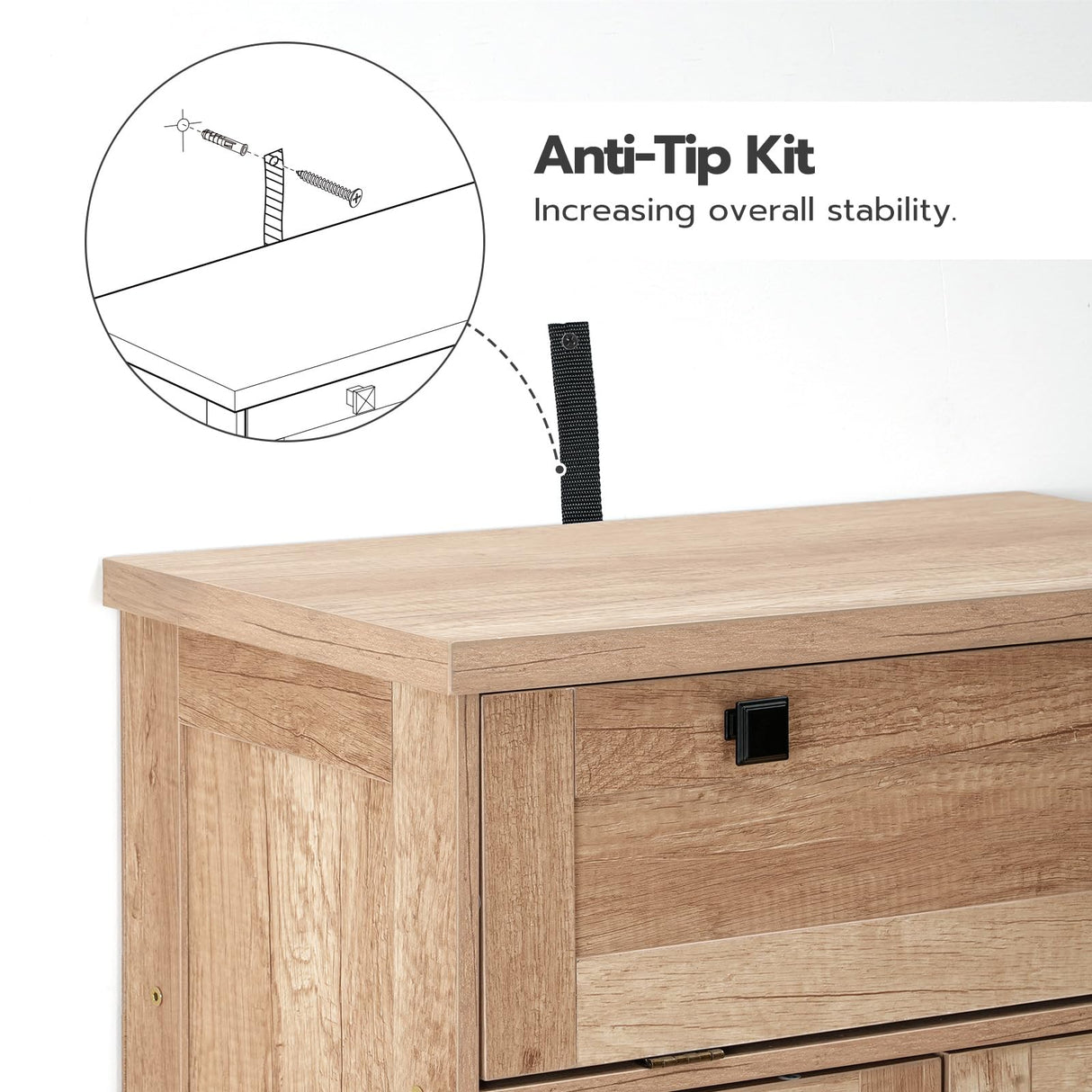 HOOBRO Pantry Cabinet, Kitchen Pantry Cabinet with Rattan-Like Decoration,Storage Cabinet with Drawer and Adjustable Shelf, Farmhouse Style Kitchen Pantry for Kitchen, Dining Room, Natural NL12PC01 HOOBRO