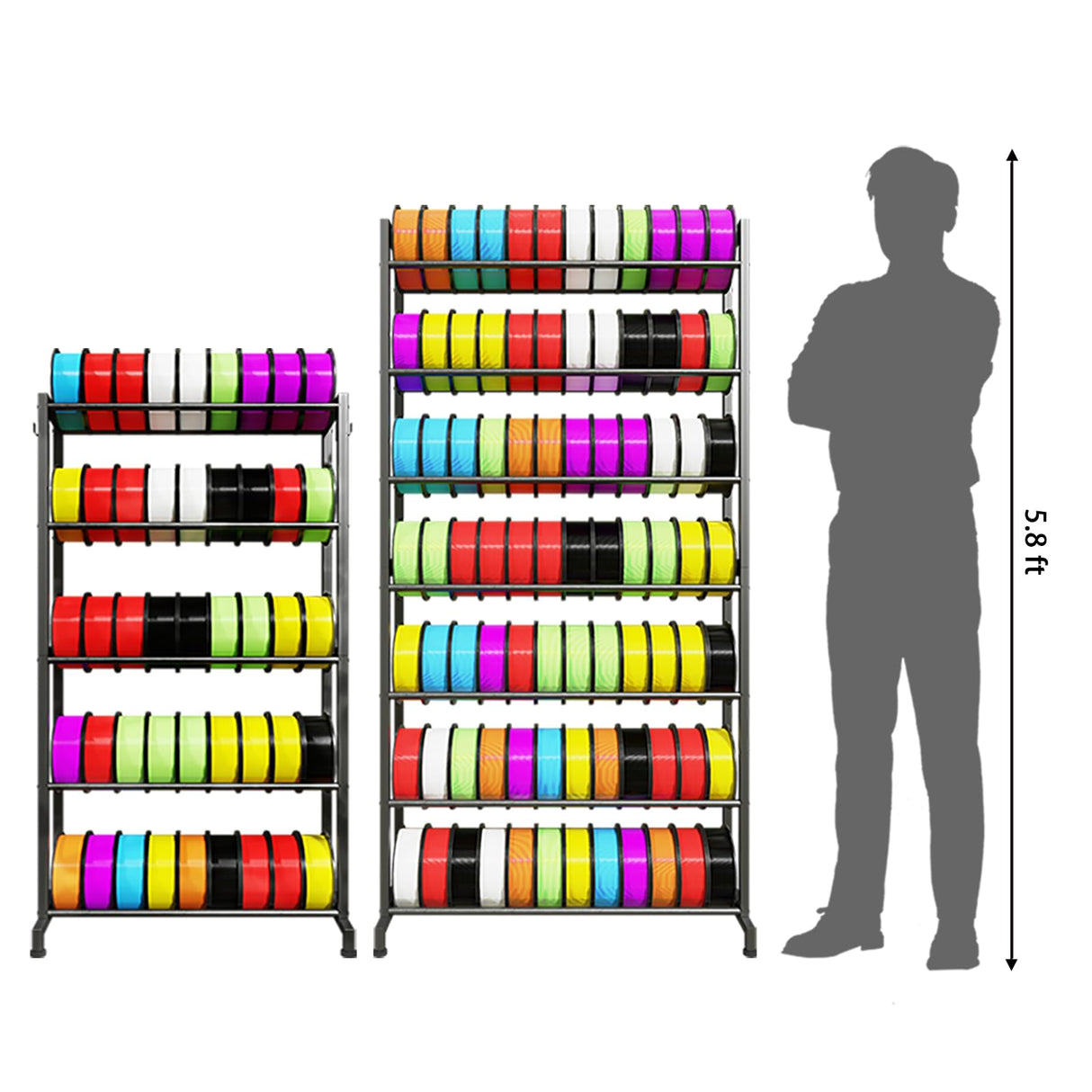 ARTINRACK 3D Printer Filament Storage Rack, Heavy Duty Storage Shelves for 40+ Printing Filaments, 5 Tier Filament Spool Holder Rack for 3D Printing Business Studio Workshop ARTINRACK