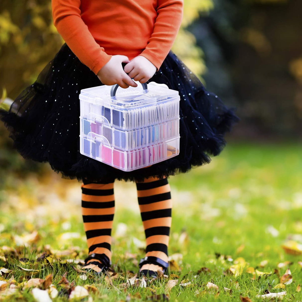 Peirich 201 Pack Embroidery Floss Kit, Includes Embroidery Threads 3-Tier Organizer Box Embroidery Kits for Friendship Bracelets Cross stitch DIY Floss Craft, Gift for Halloween Christmas Mother's Day Peirich