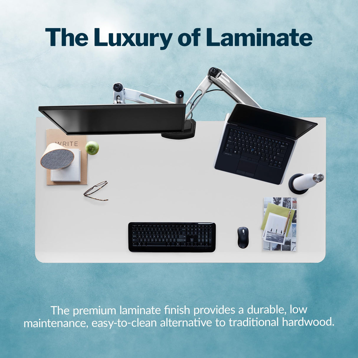 Vari ComfortEdge Electric Stand Up Desk - 60x30 White Electric Standing Desk, Sloped Ergonomic Front Edge- Perfect Work, Gaming, Writing- Stable Vari