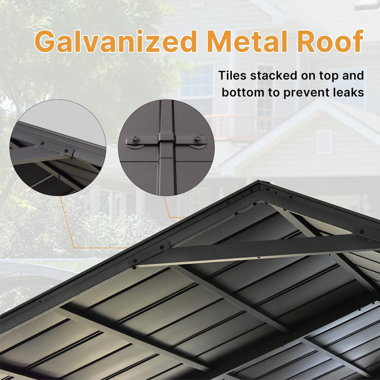 Gotland 12FT x 22FT Heavy Duty Metal Carport, Outdoor Garage Car Shelter with Reinforced Steel Frame, Galvanized Metal Roof, Weather-Resistant Canopy for Cars (Black) Gotland