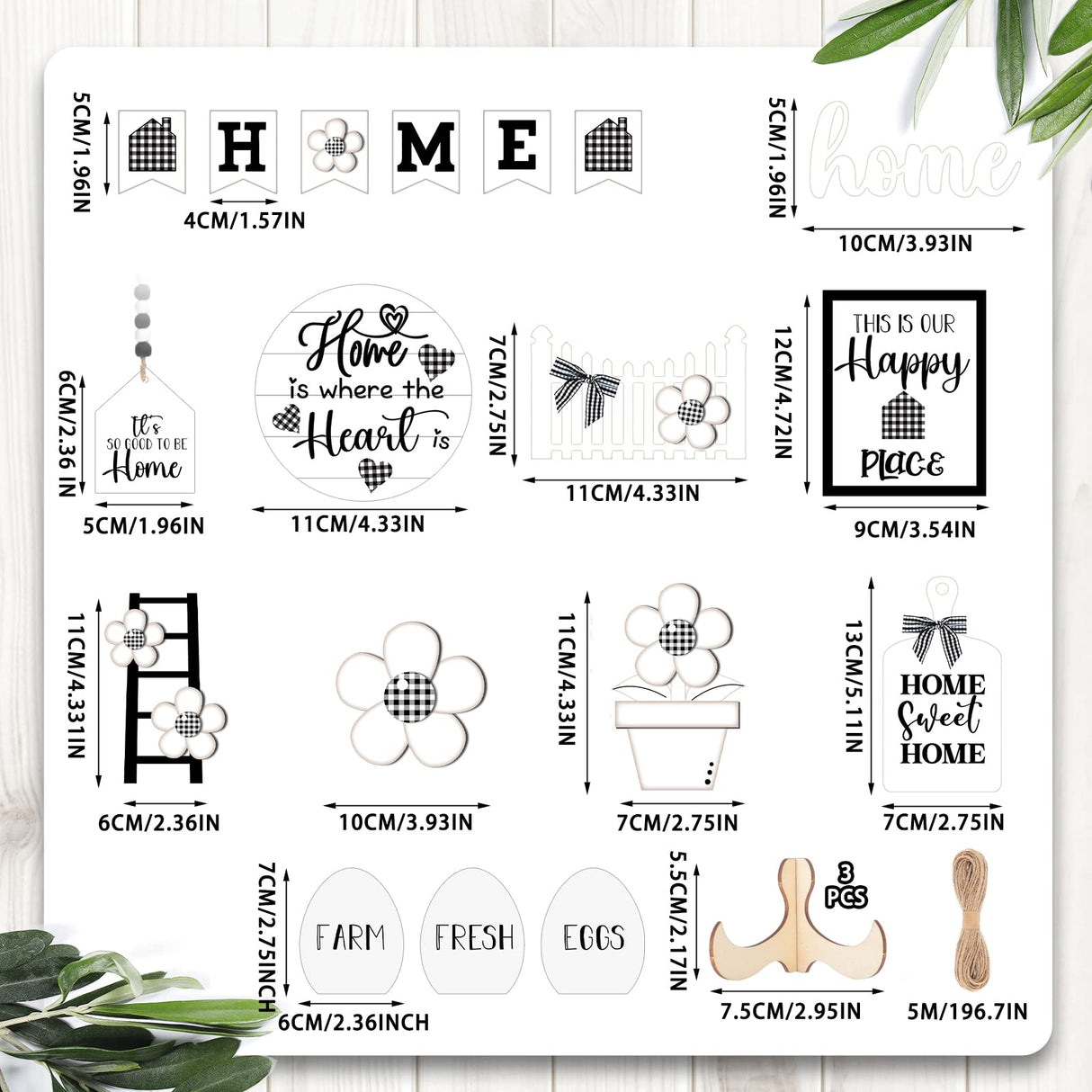 Tatuo 18 Pcs Farmhouse Tiered Tray Decor Set Home Wooden Signs Rustic Home Tiered Tray Decorations Buffalo Plaid Farmhouse Tabletop Wood Signs for Kitchen Table Shelf Decor Tatuo