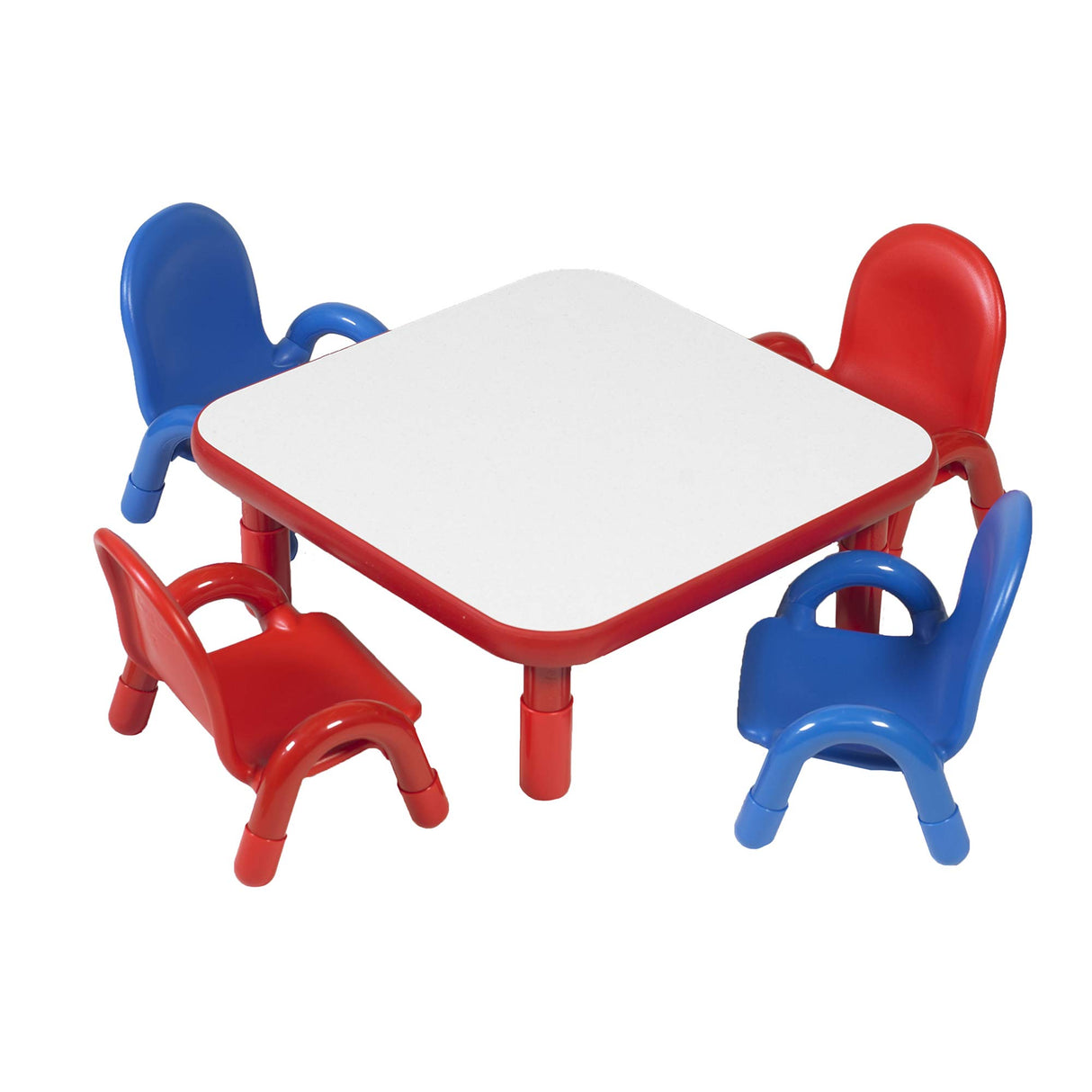 Children’s Factory AB74112PR5 Baseline 30" Sq. Kids Table and Chairs Set, Homeschool/Playroom Toddler Furniture, Activity Table for Daycare/Classroom Learning, Red Children's Factory