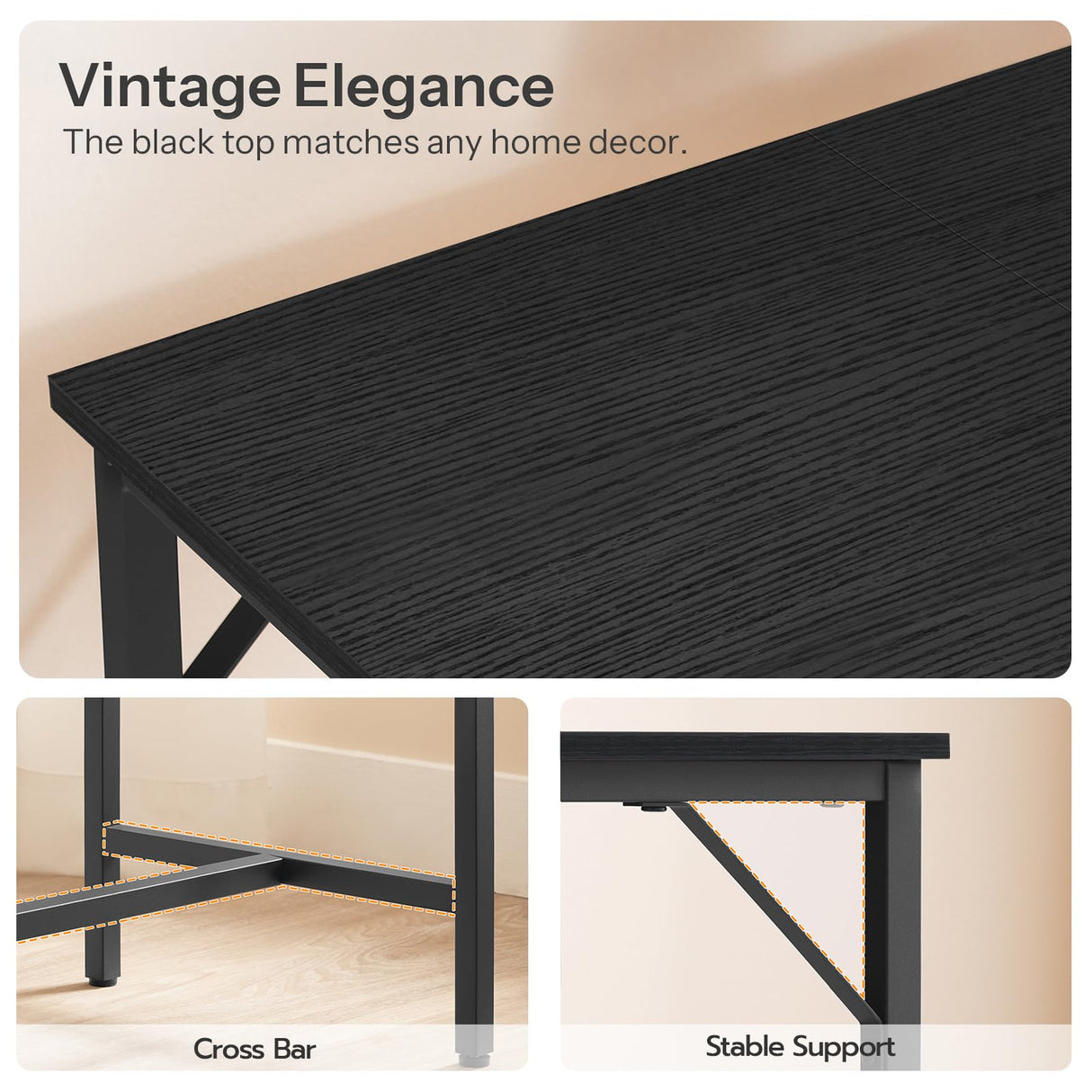 HOOBRO Bar Table with Charging Station, Rectangular Pub Table, High Top Coffee Table, Counter Bar Height Table, Narrow Long Dining Table, 35.4" L x 15.7" W x 35.6" H, Black BB90UBT01N1 HOOBRO