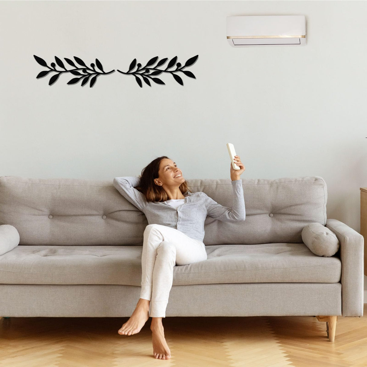 Zzbakress 2 Pieces Wooden Vine Olive Branch Leaf Leaf Wall Decor,Farmhouse Signs for Living Room Decoration (Black) Zzbakress