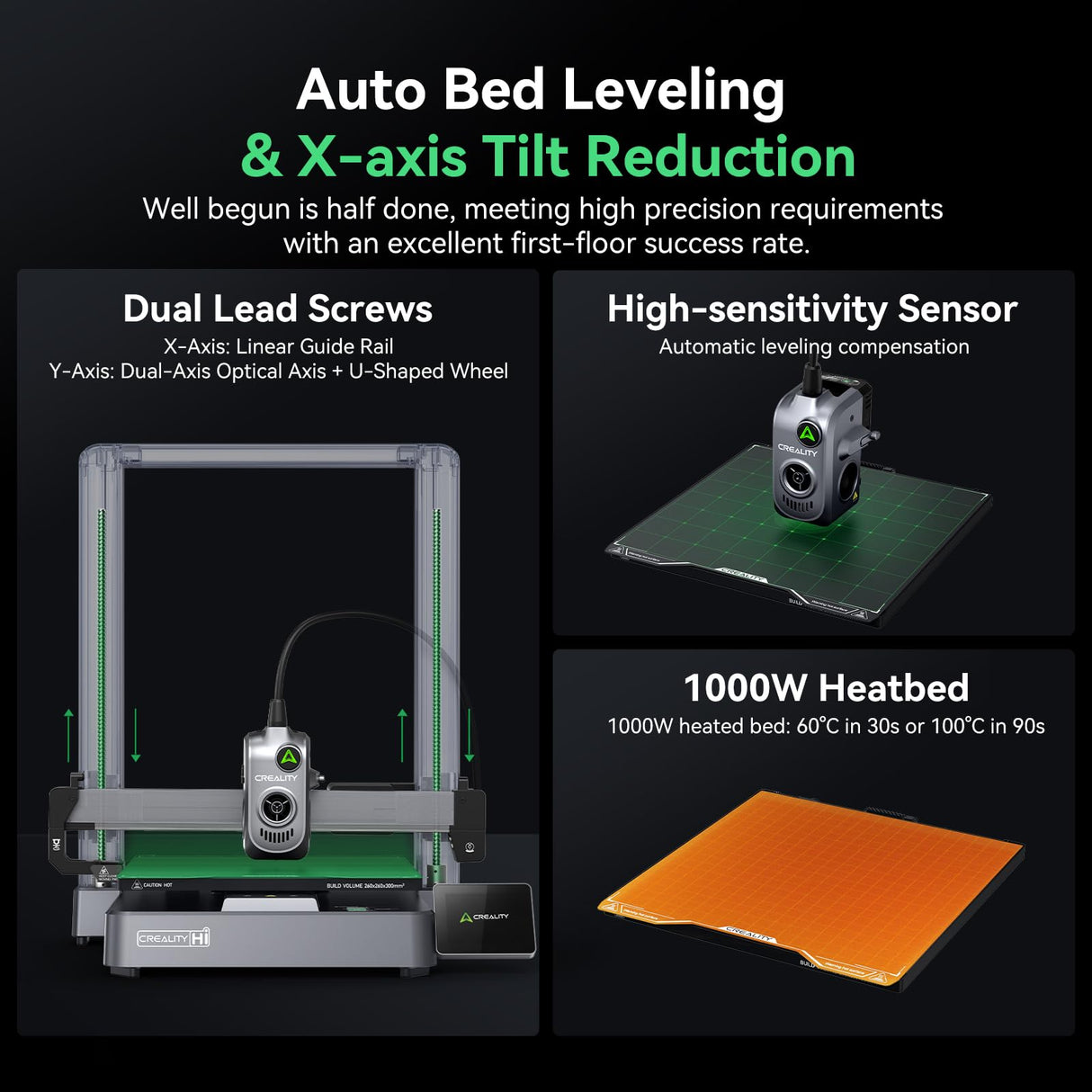 Creality Hi Combo 3D Printer, Multi Color 3D Printer with CFS, 500mm/s High Speed Auto-Leveling Automatic Filament Reading Clog-Free Extruder 95% Pre-Assemble All-Metal Body 10.24×10.24×11.81inch Creality