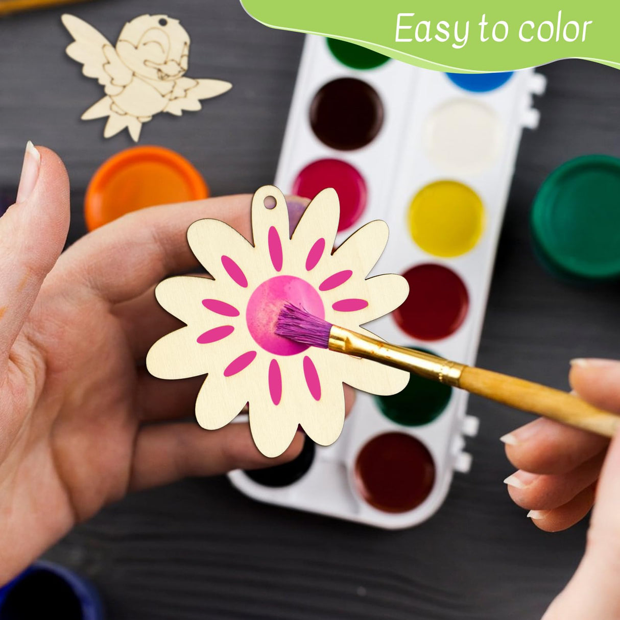 Catephe Unfinished Wood Crafts, 36 Pcs Wooden Crafts to Paint, 12 Styles Blank Wooden Spring Ornaments to Paint, Butterfly Dragonfly Snail Flower Shape for DIY Crafts Home Decoration Craft Project Catephe