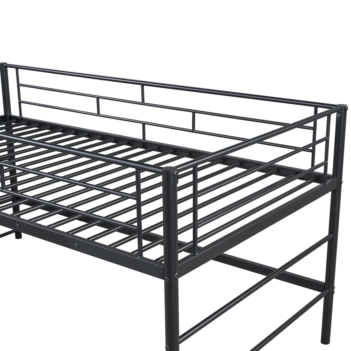 Twin Size Low Loft Bed for Kids,Metal Loft Bed Frame with Stair for Boys Girls,Kids Loft Bed Twin Size with Storage Steps,Black Bellemave