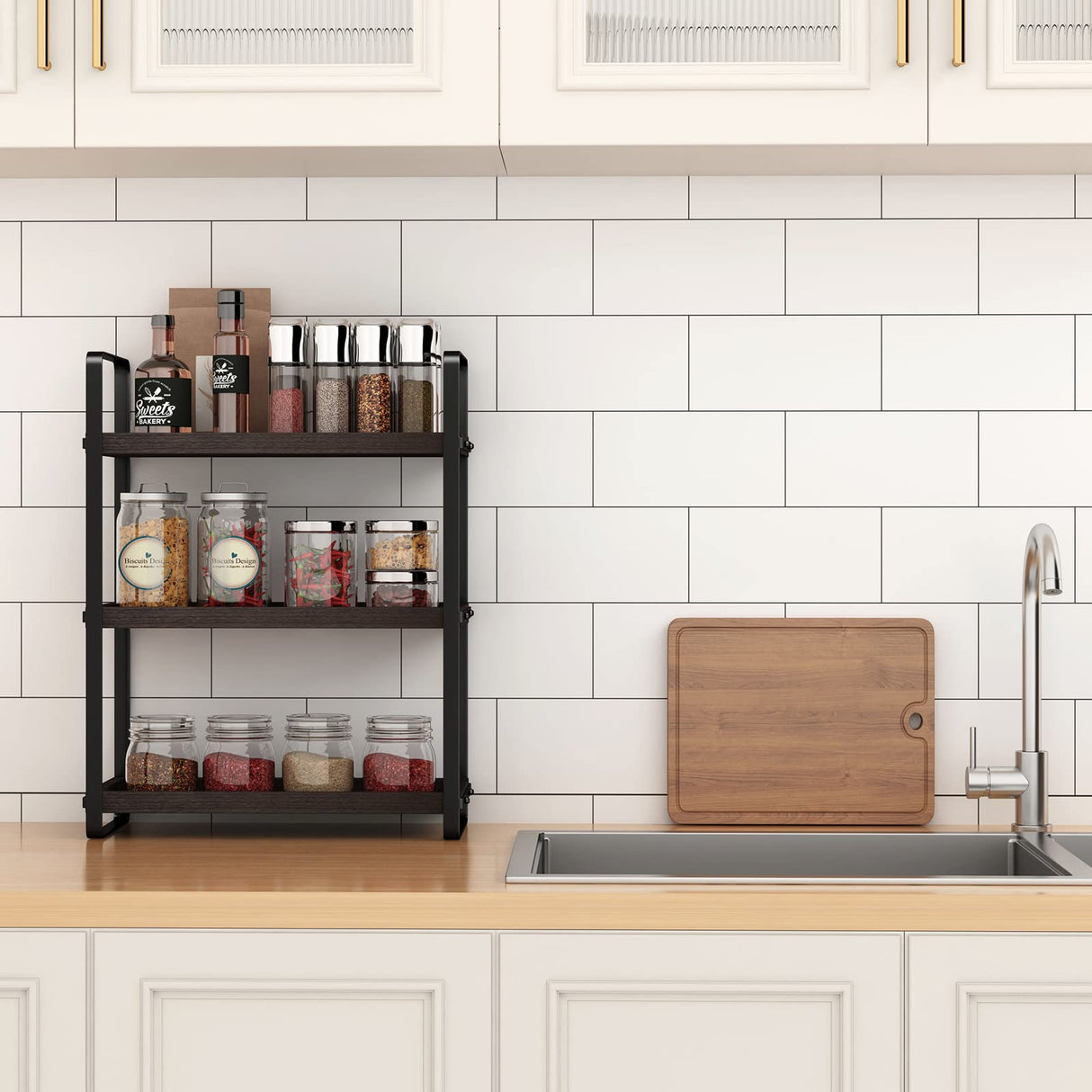 HNRLOY Bathroom Counter Organizer,Bathroom Countertop Organizer,Counter Shelf,Countertop Storage,Organization and Storage,Makeup Shelf,Sink Caddy(Brown 3 Tier) HNRLOY