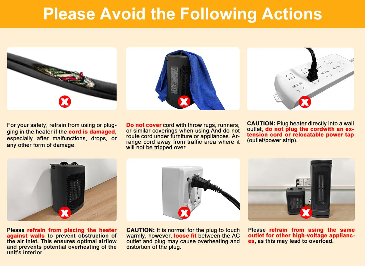 Space Heater, 1500W Electric Heaters Indoor Portable with Thermostat, PTC Fast Heating Ceramic Room Small Heater with Heating and Fan Modes for Bedroom, Office and Indoor Use Aikoper