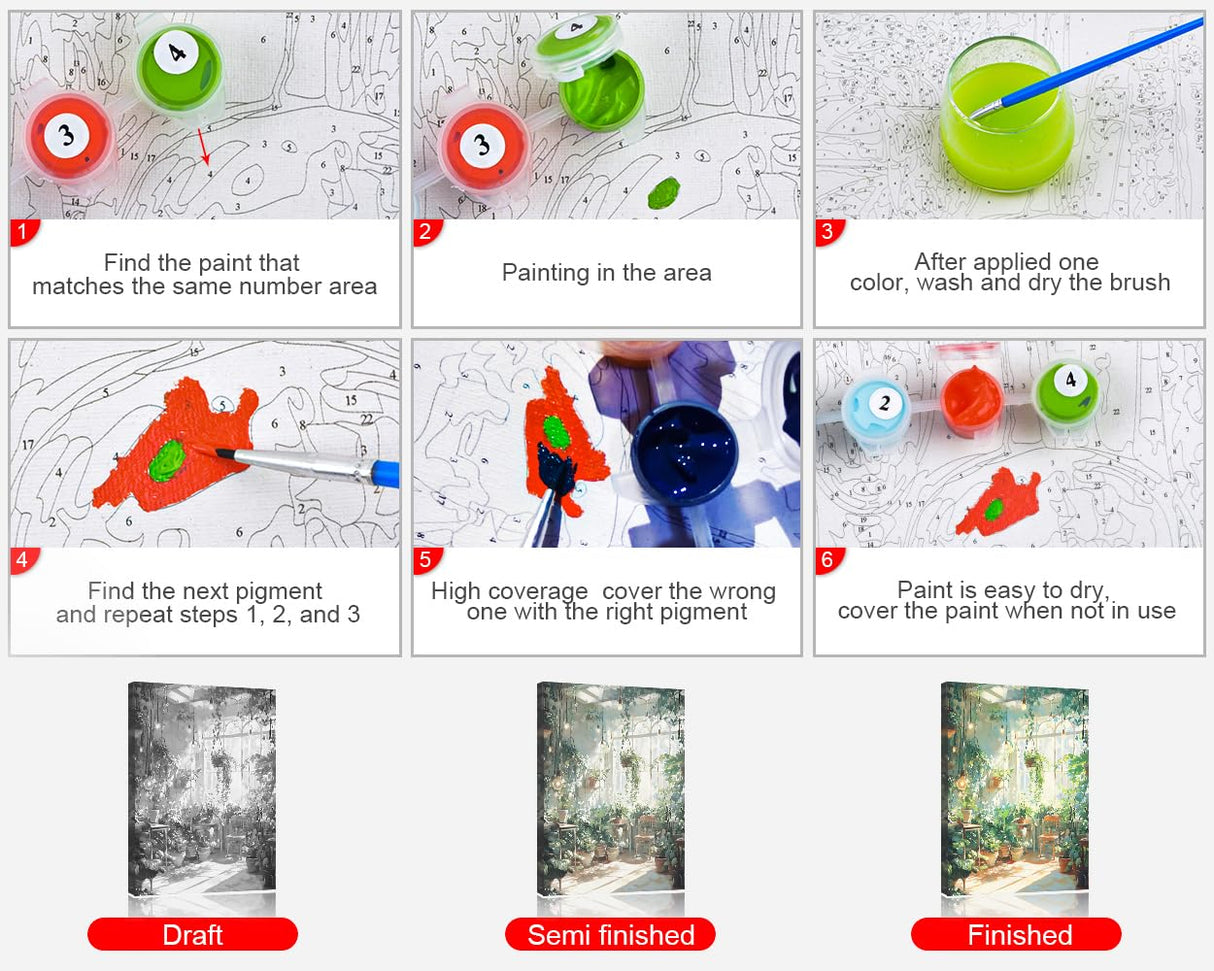 TUMOVO Paint by Numbers Kit for Adults Beginner Green Plants, Adult Paint by Number with Brushes Sunlight, DIY Acrylic Painting by Numbers for Gift Home Wall Decor 16"x20"(Frameless) TUMOVO